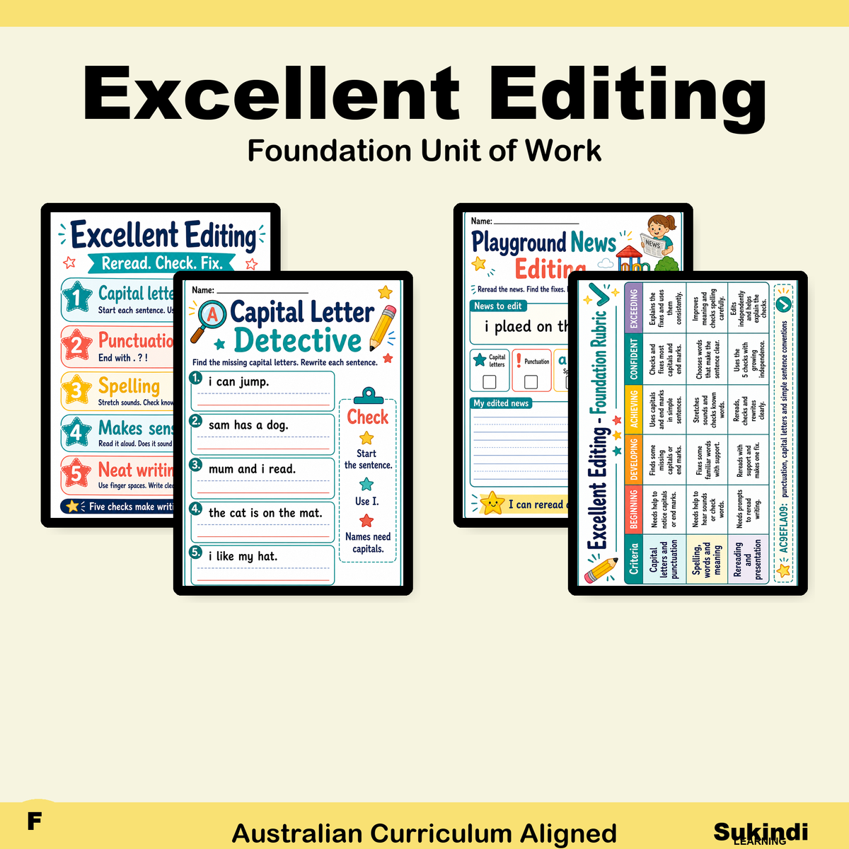 Foundation Excellent Editing Unit | Worksheets, Games & Assessment