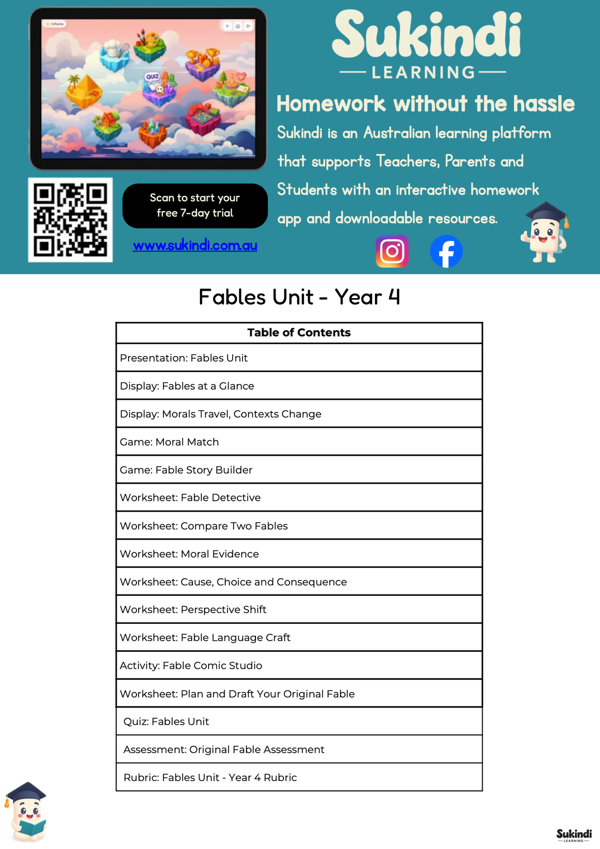 Fables Unit – Year 4