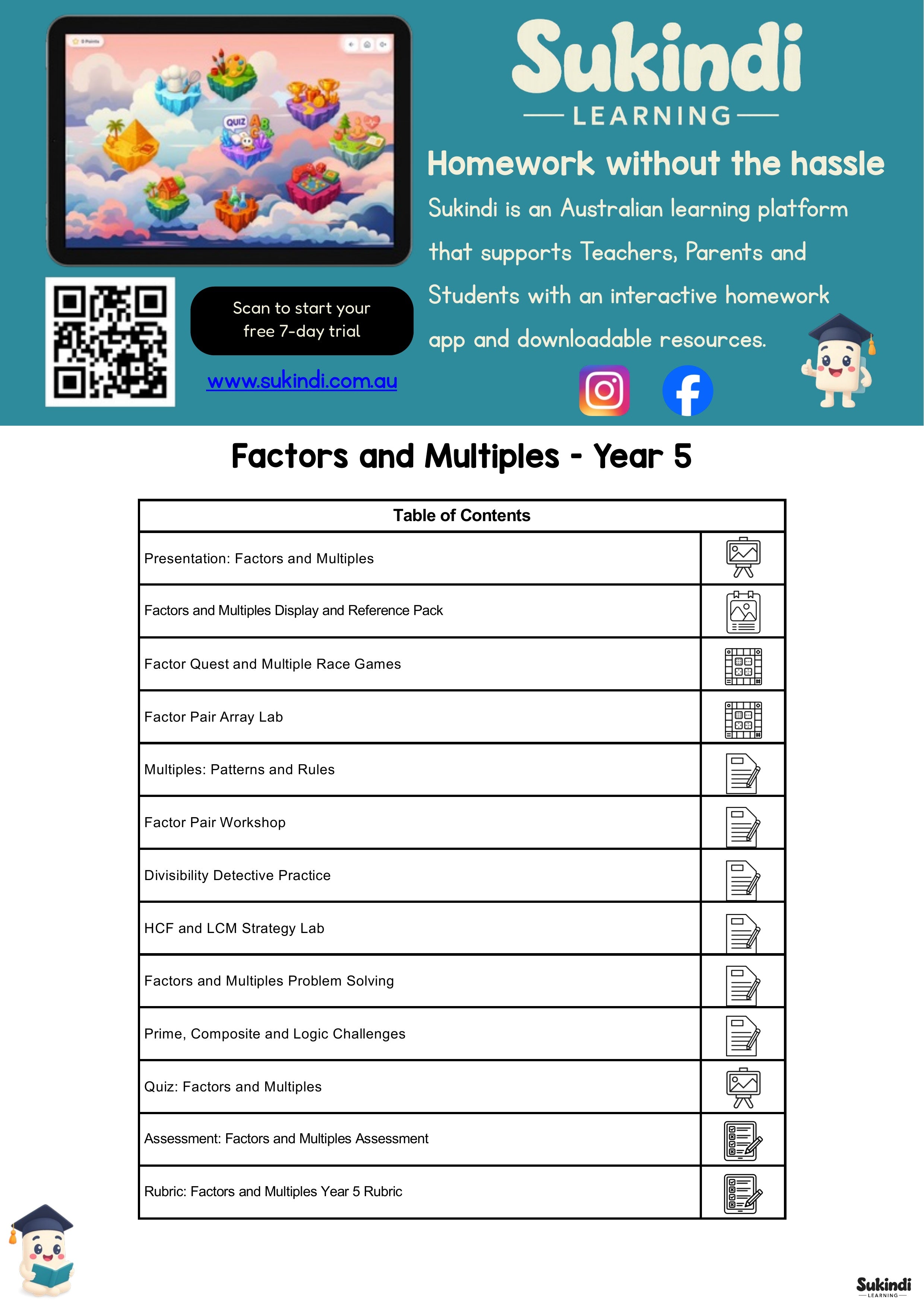 Factors and Multiples - Year 5