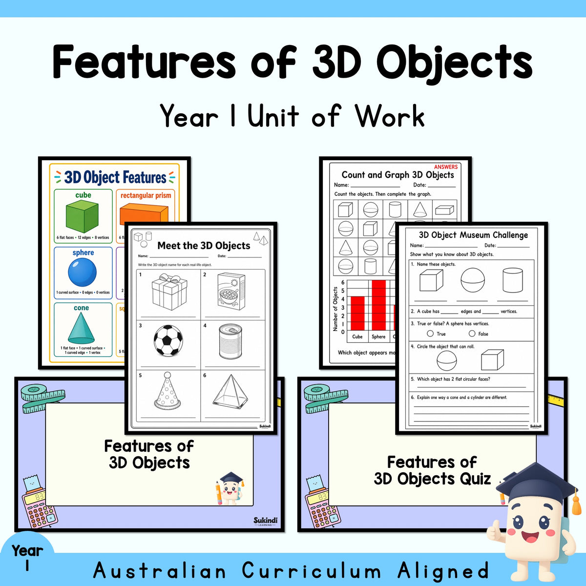 Features of 3D Objects - Year 1 Maths Unit — cover