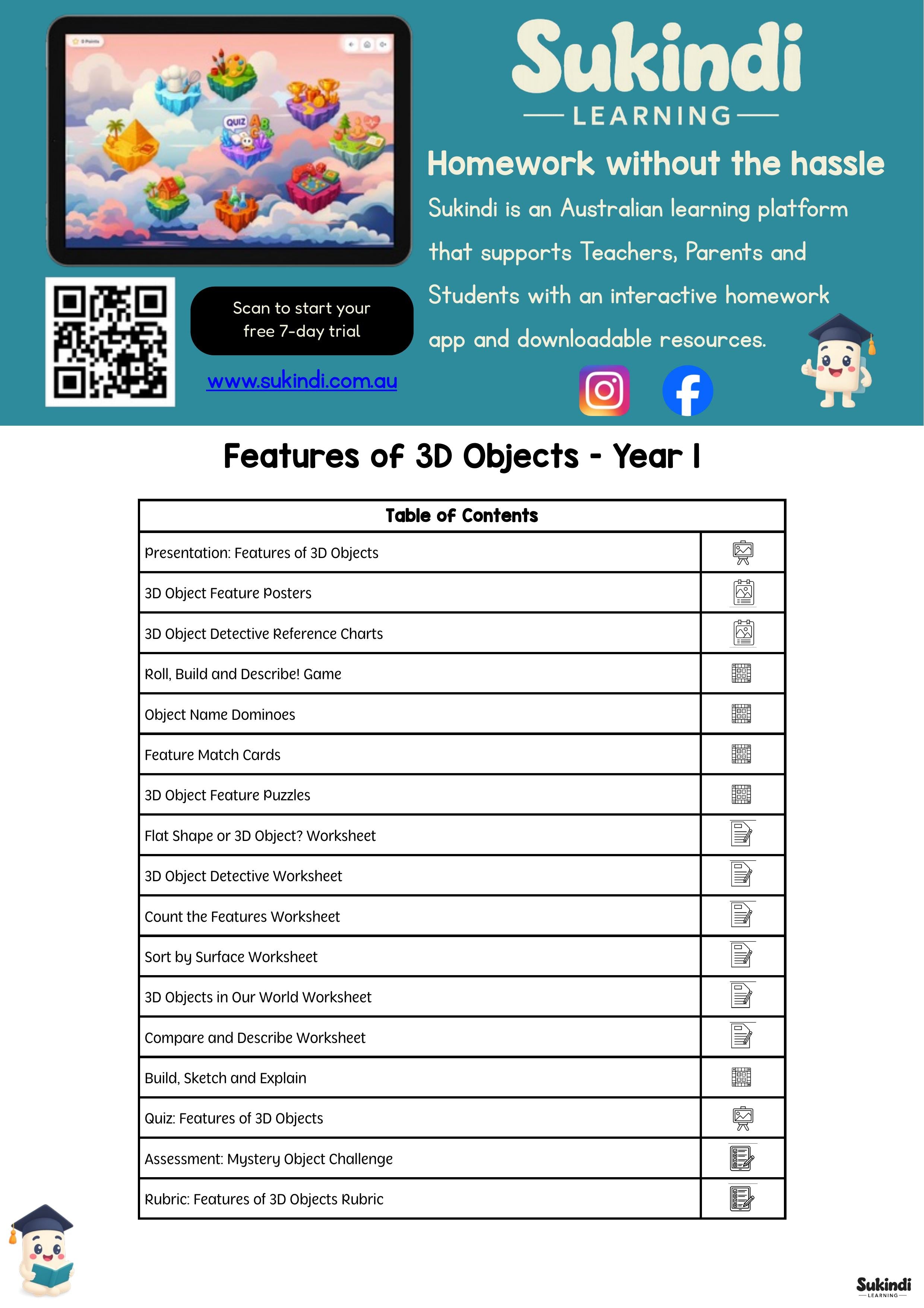 Features of 3D Objects – Year 1