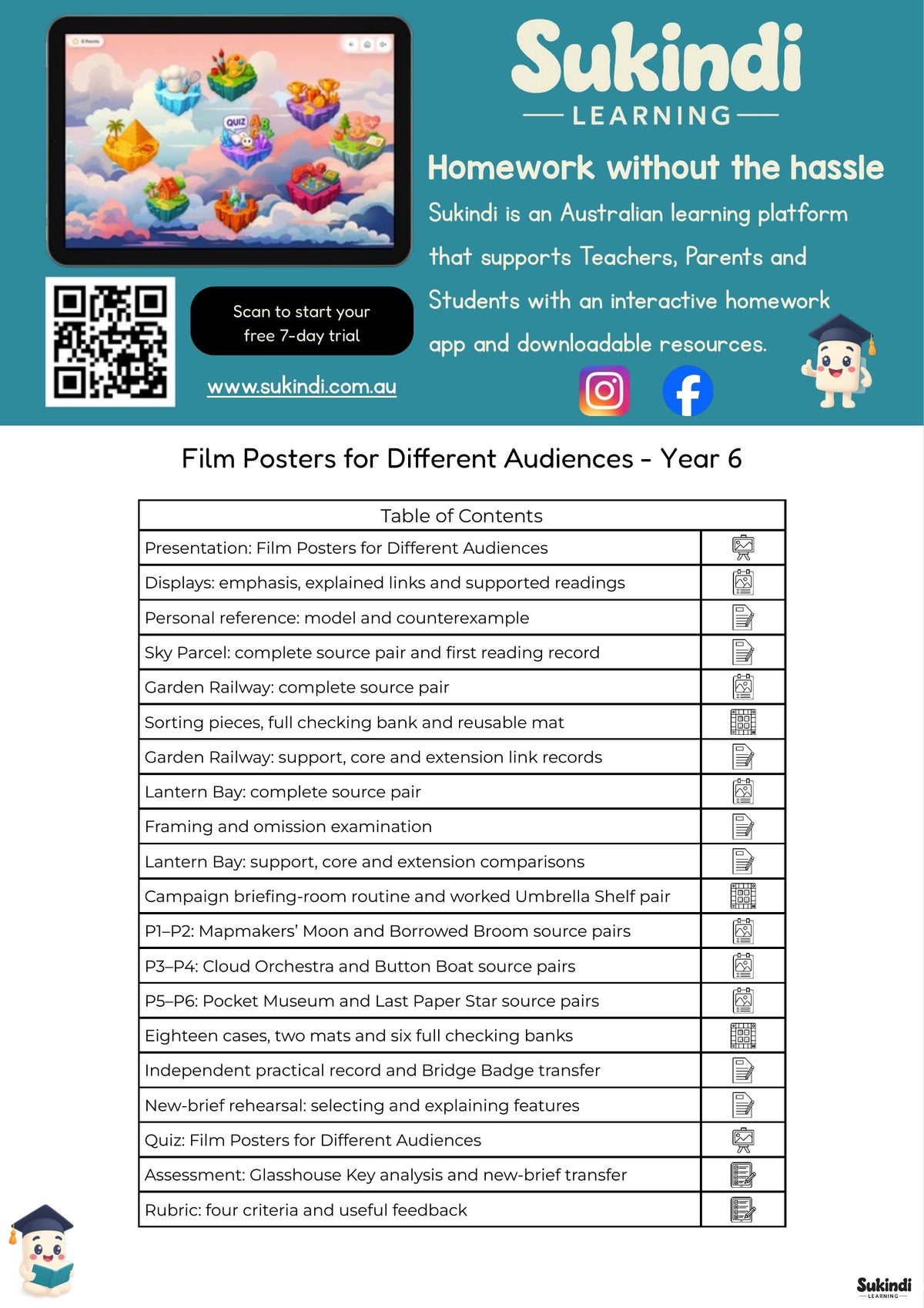 Film Posters for Different Audiences - Year 6 — table of contents