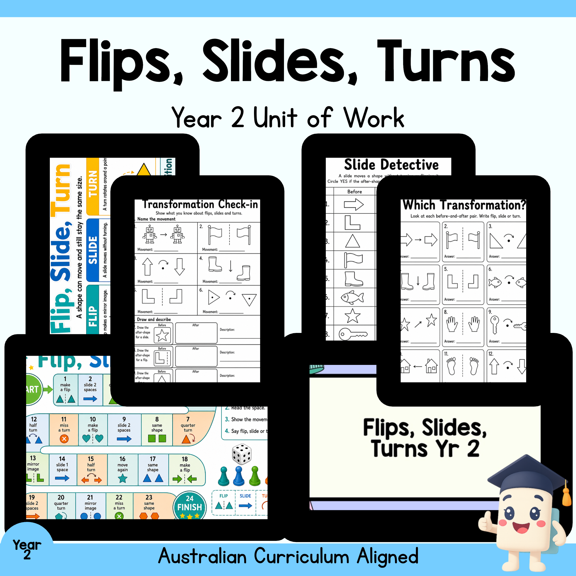 Year 2 Flips, Slides and Turns Unit | Worksheets, Games & Assessment