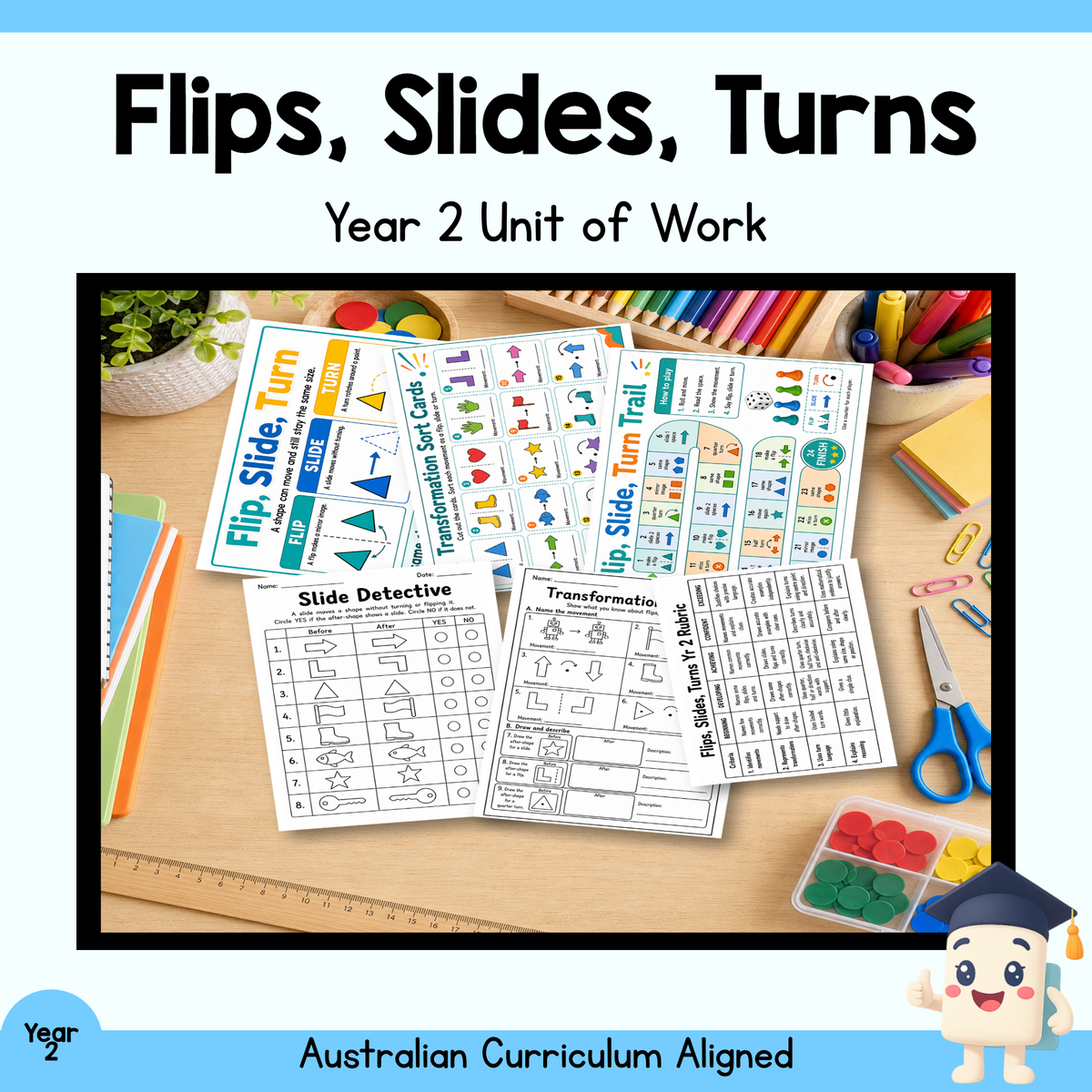 Year 2 Flips, Slides and Turns Unit | Worksheets, Games & Assessment