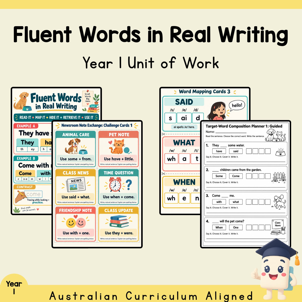 Fluent Words in Real Writing - Year 1 English Unit — cover