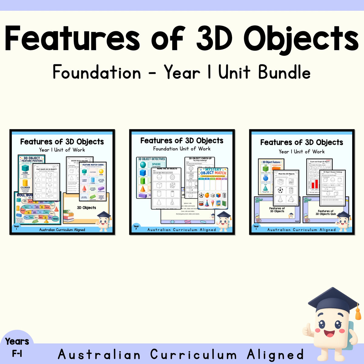Foundation–Year 1 Features of 3D Objects Variety Pack | 3 Maths Units