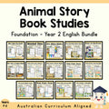 Foundation–Year 2 Animal Story Book Studies | 14 English Units Bundle cover showing every included unit