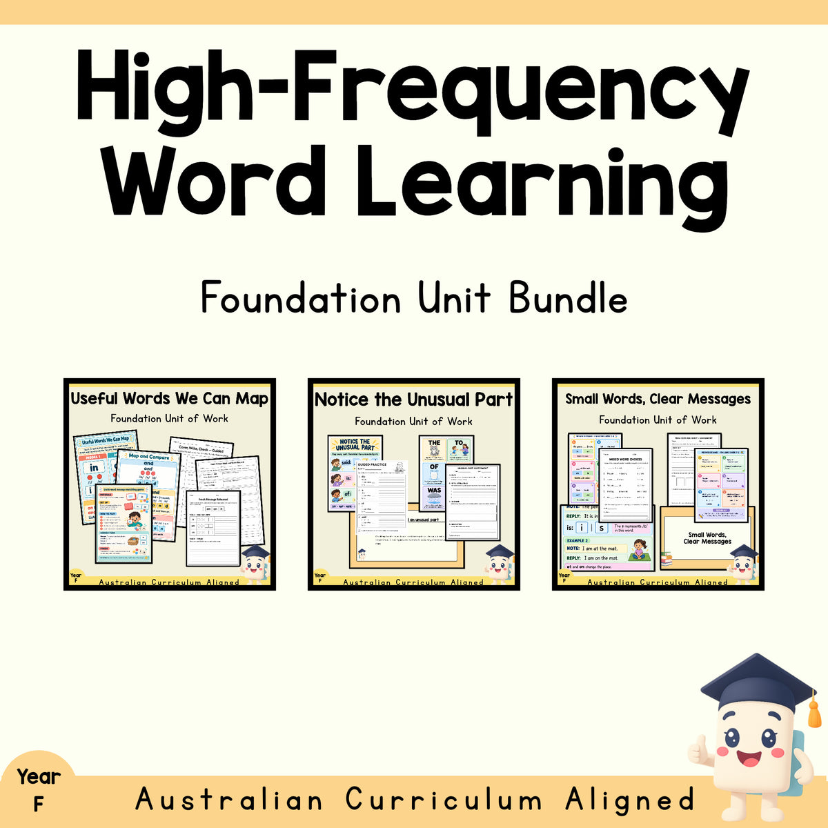 Foundation High-Frequency Word Learning Bundle | 3 English Units cover showing every included unit