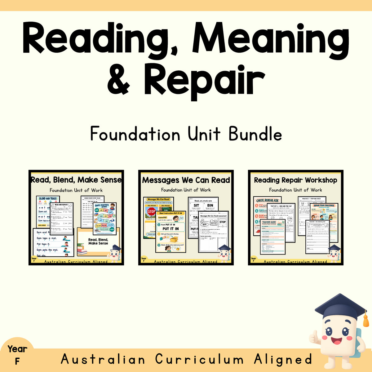 Foundation Reading, Meaning and Repair Bundle | 3 English Units cover showing every included unit