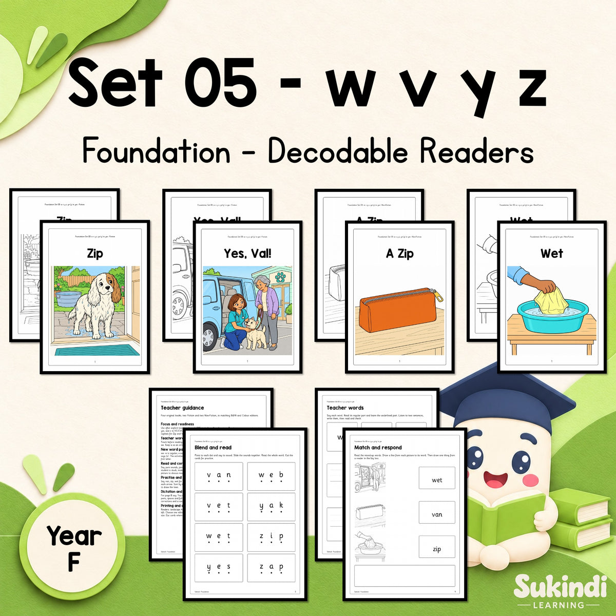 Foundation Set 05 Decodable Readers - Adding w, v, y and z, including y in yes — cover