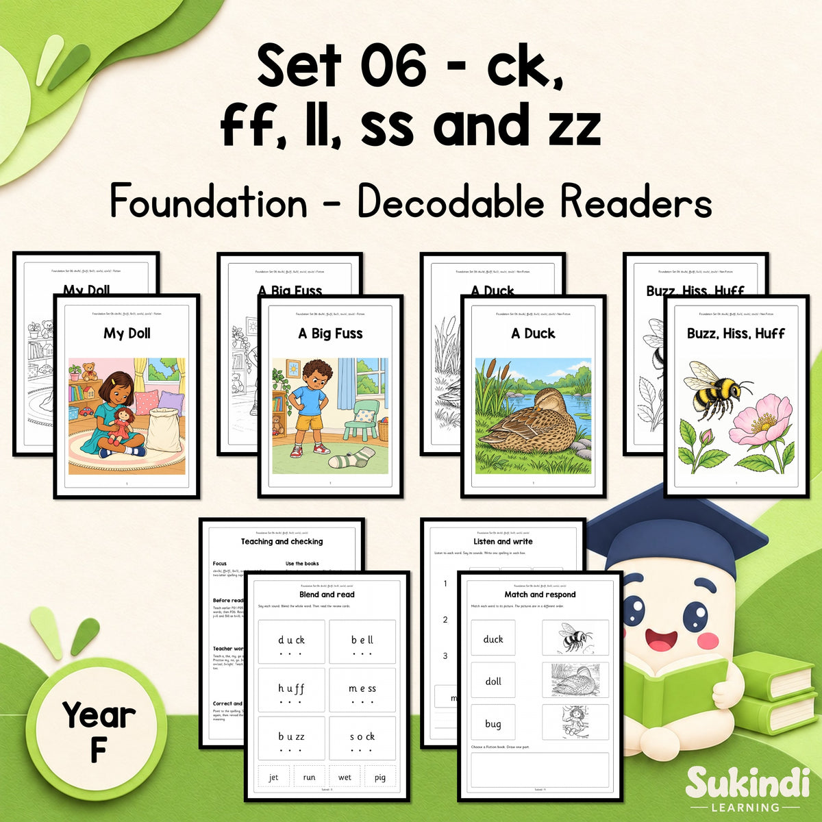 Foundation Set 06 Decodable Readers - Two letters for one consonant sound: ck, ff, ll, ss and zz — cover