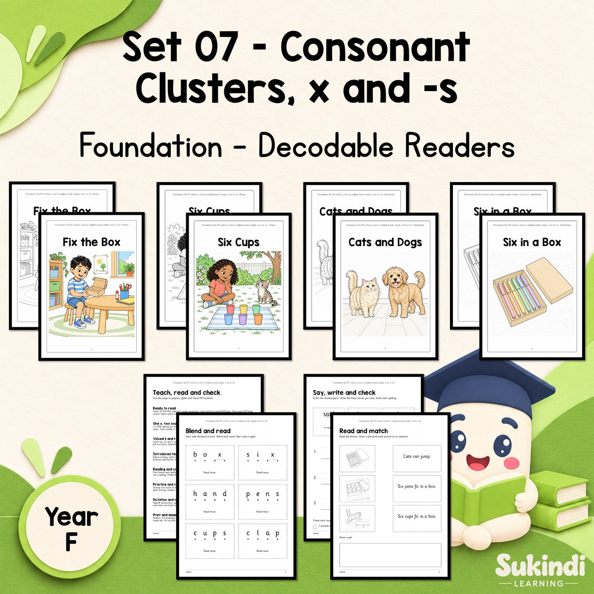 Foundation Set 07 Decodable Readers - Adjacent consonants, x and simple -s endings — cover