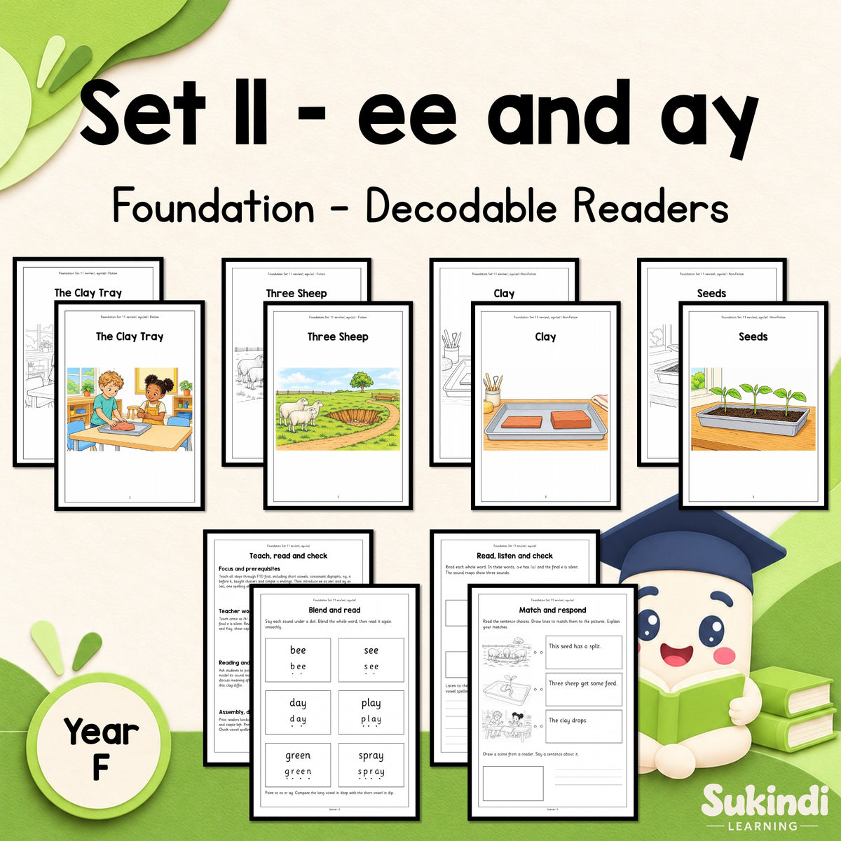 Foundation Set 11 Decodable Readers - The long vowel spellings ee and ay — cover