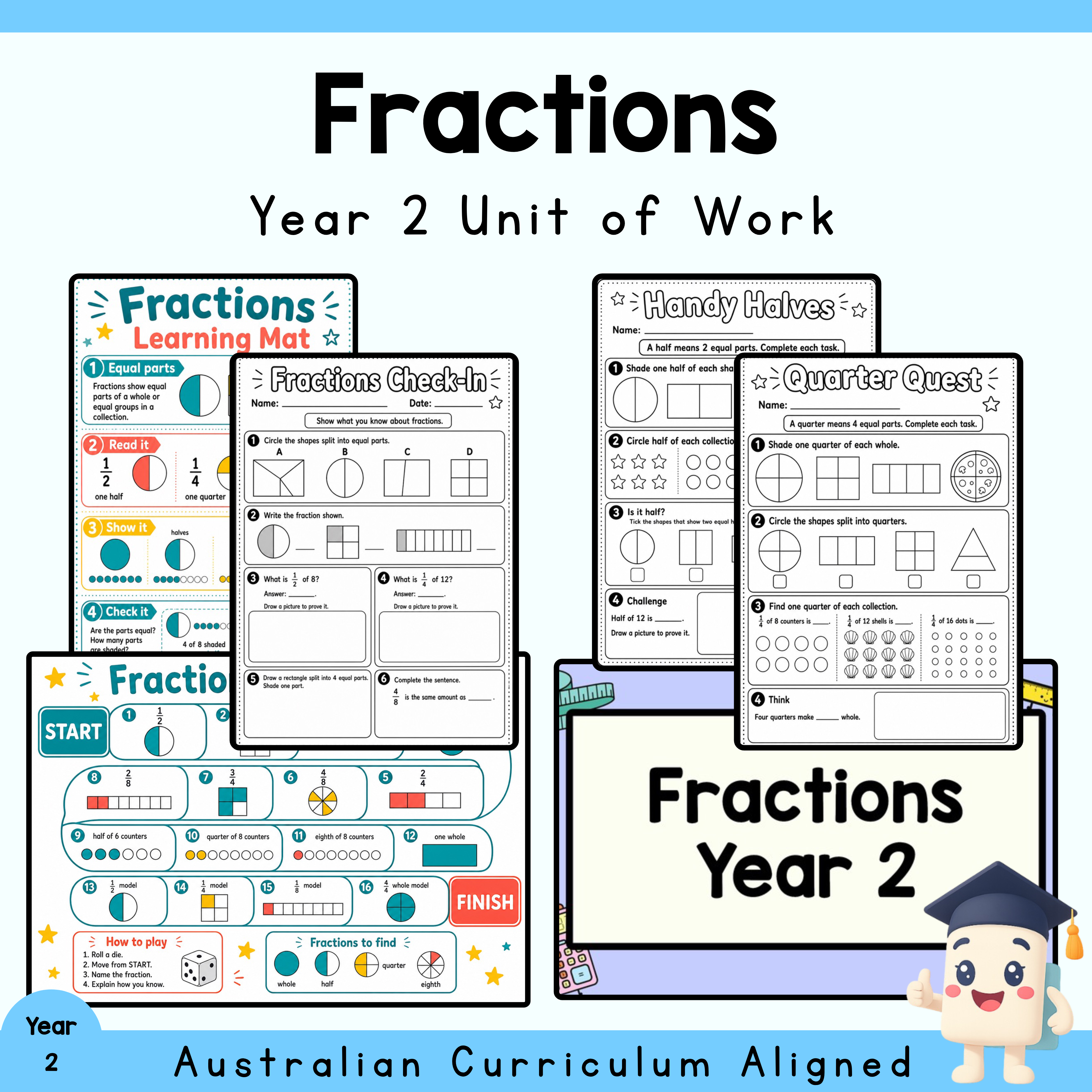 Year 2 Fractions Unit | Worksheets, Games & Assessment