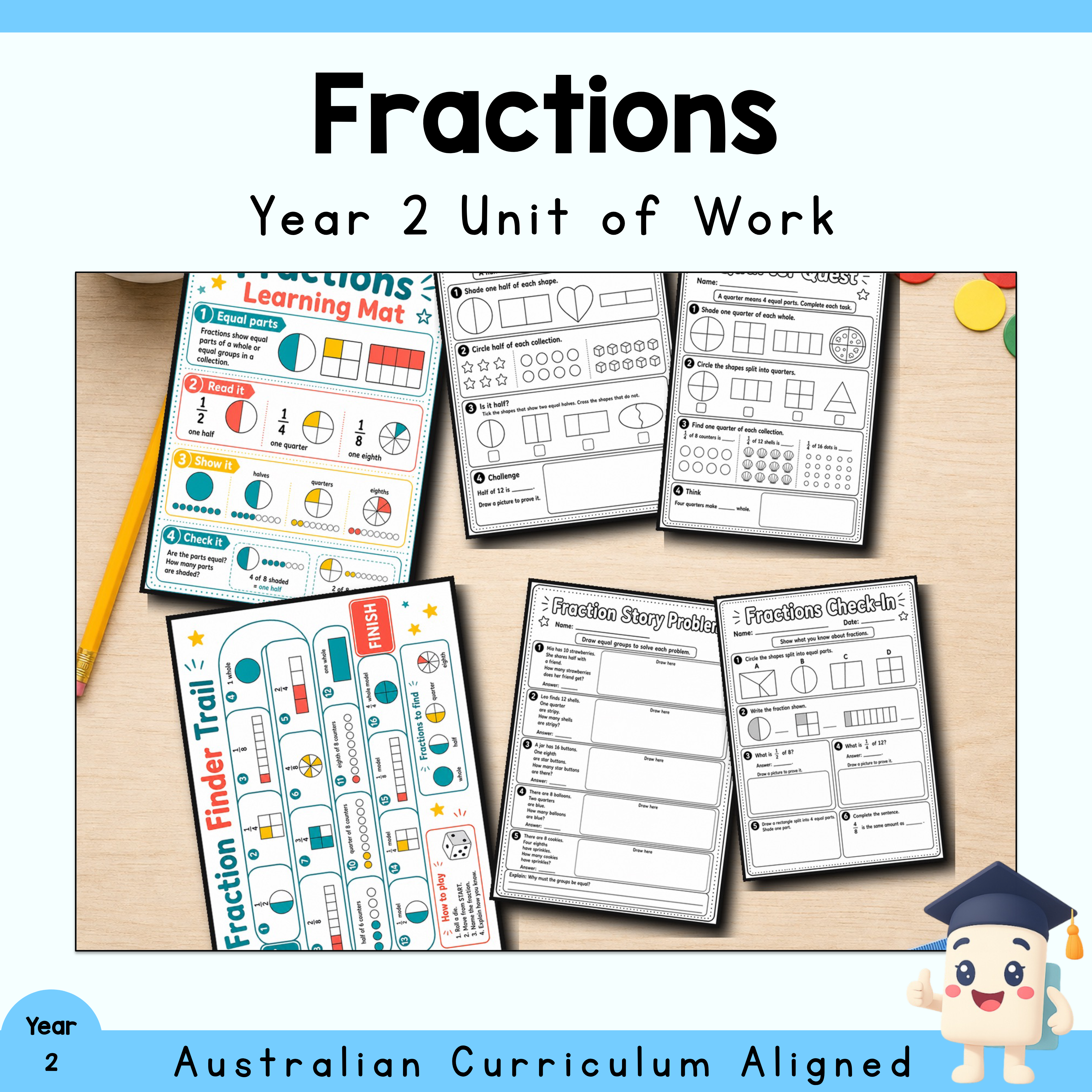 Year 2 Fractions Unit | Worksheets, Games & Assessment