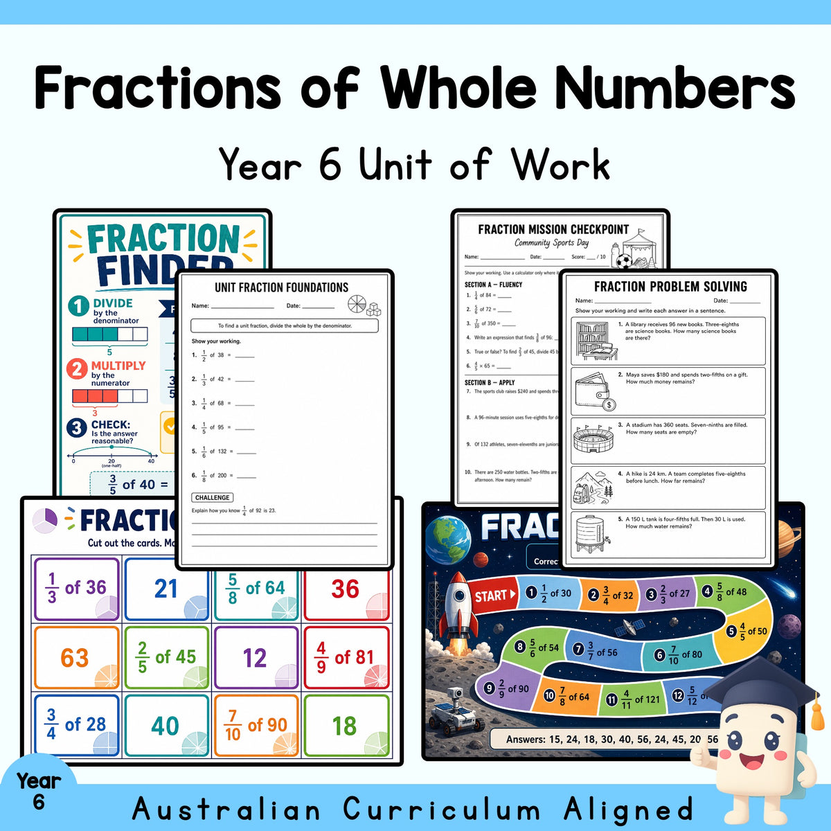 Fractions of Whole Numbers — Year 6 — cover