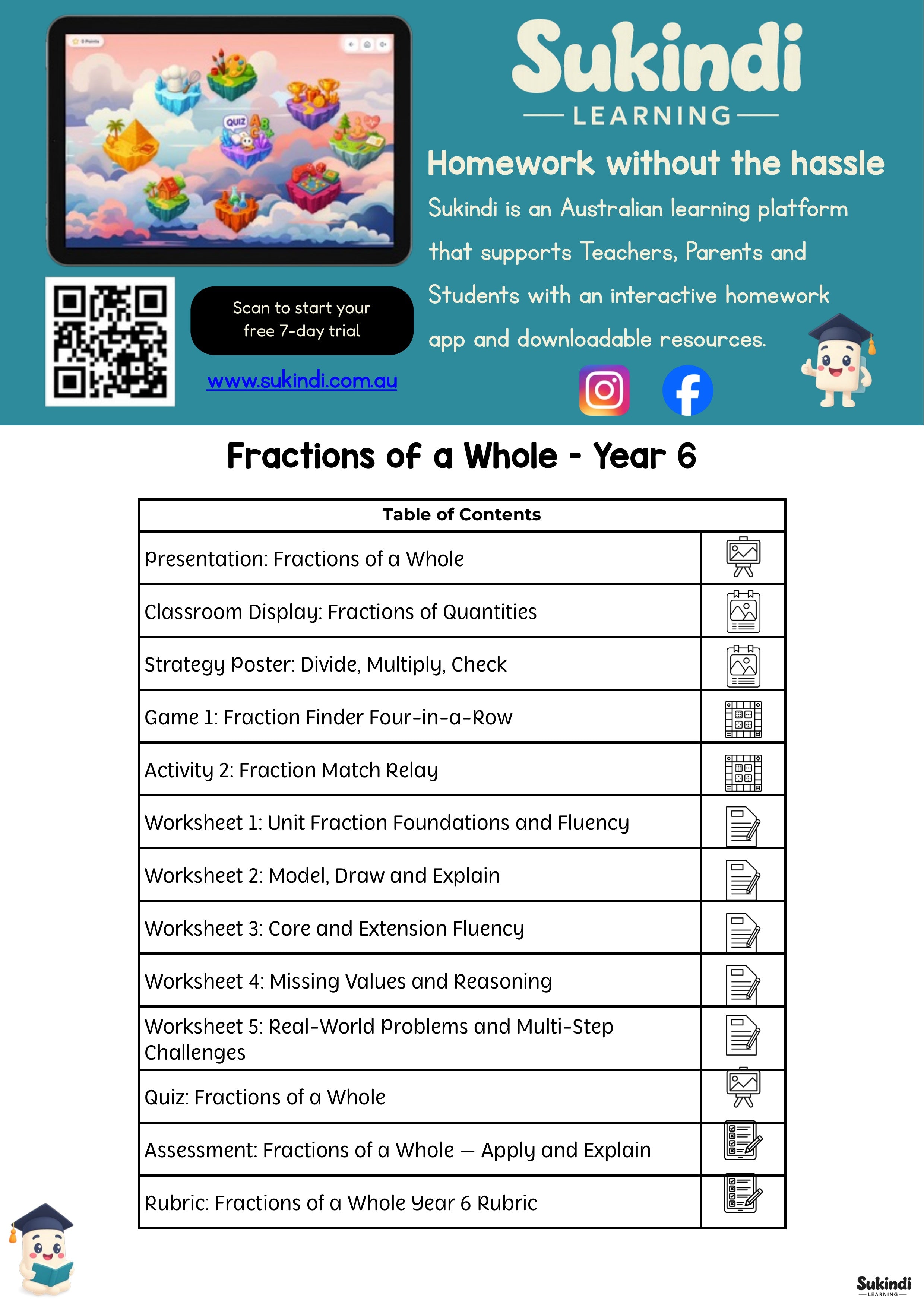 Year 6 Fractions of a Whole Unit