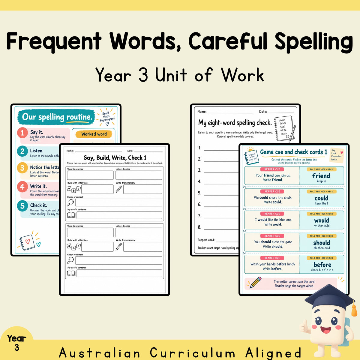 Frequent Words, Careful Spelling - Year 3 — cover