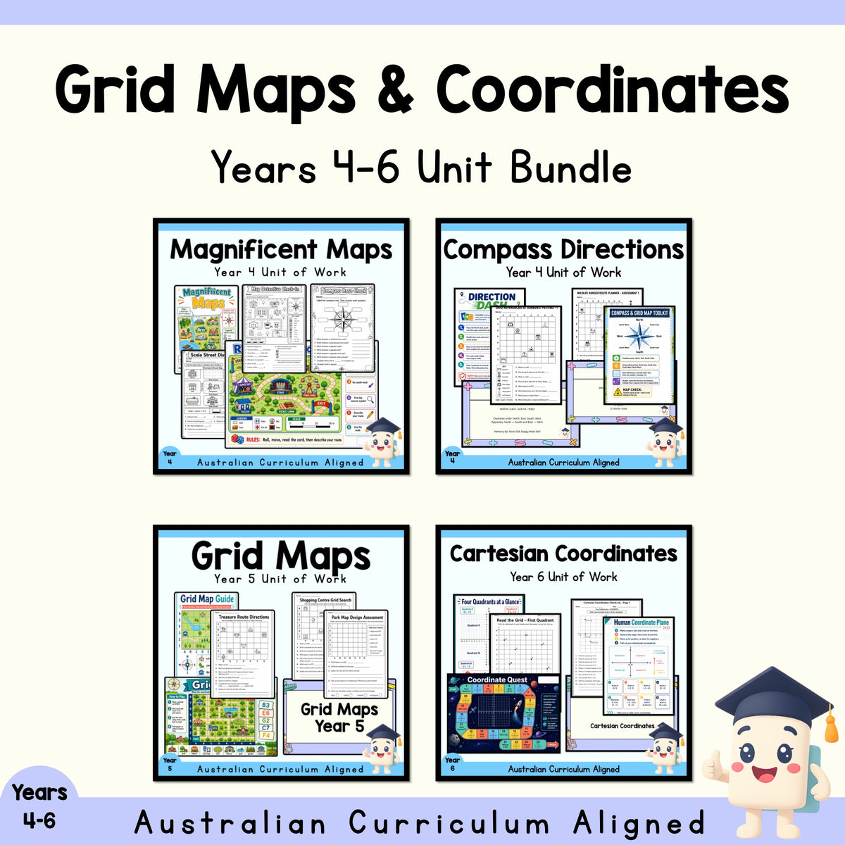 Grid Maps & Coordinates Years 4–6 Maths Unit Bundle