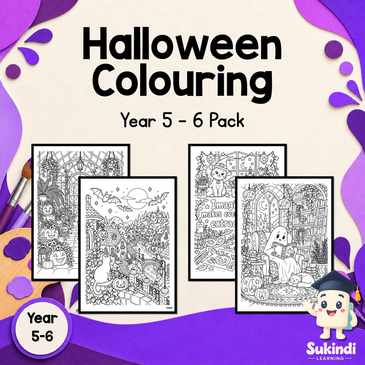 Halloween Colouring Pages - Years 5-6 | 50 Sheets