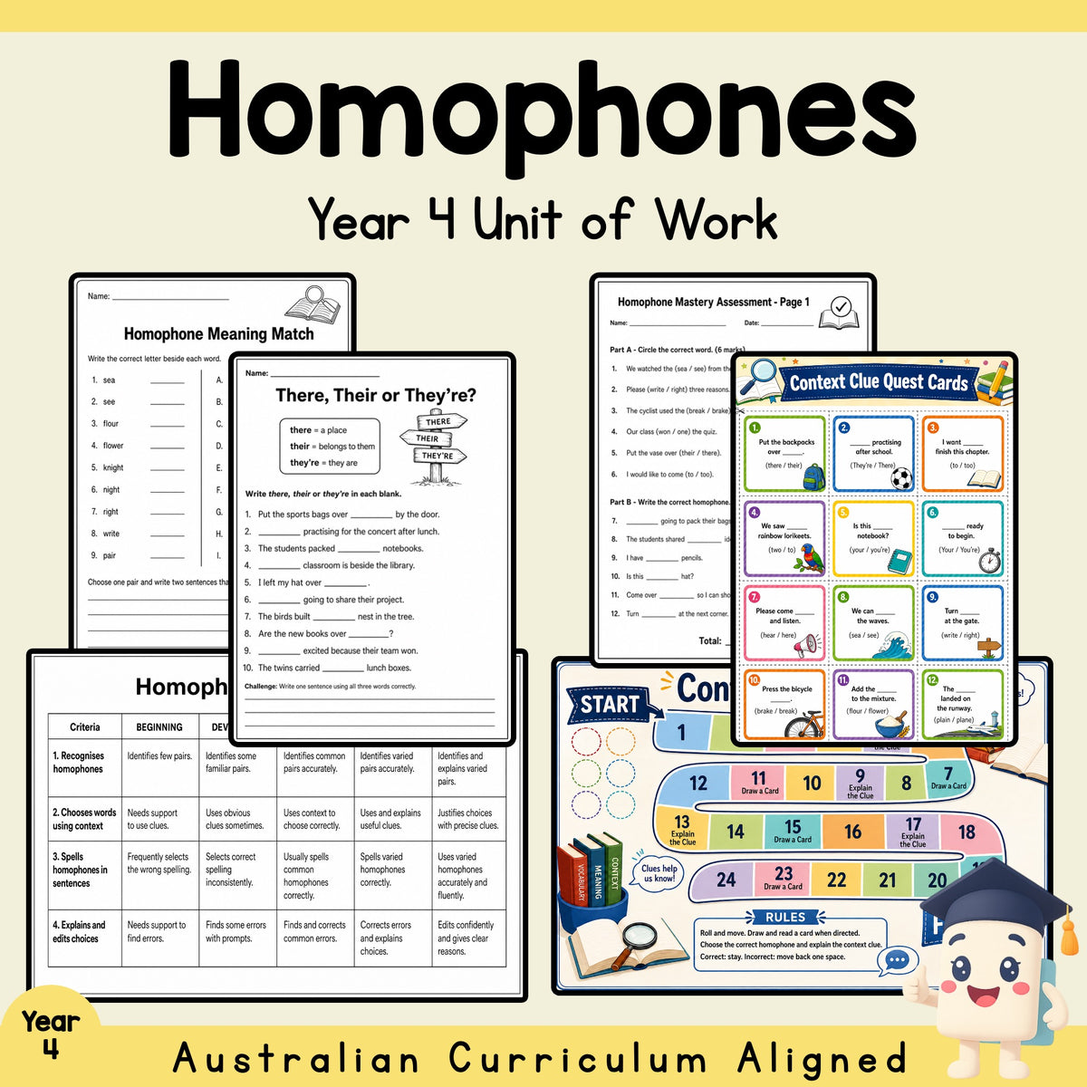Year 4 Homophones Unit — cover
