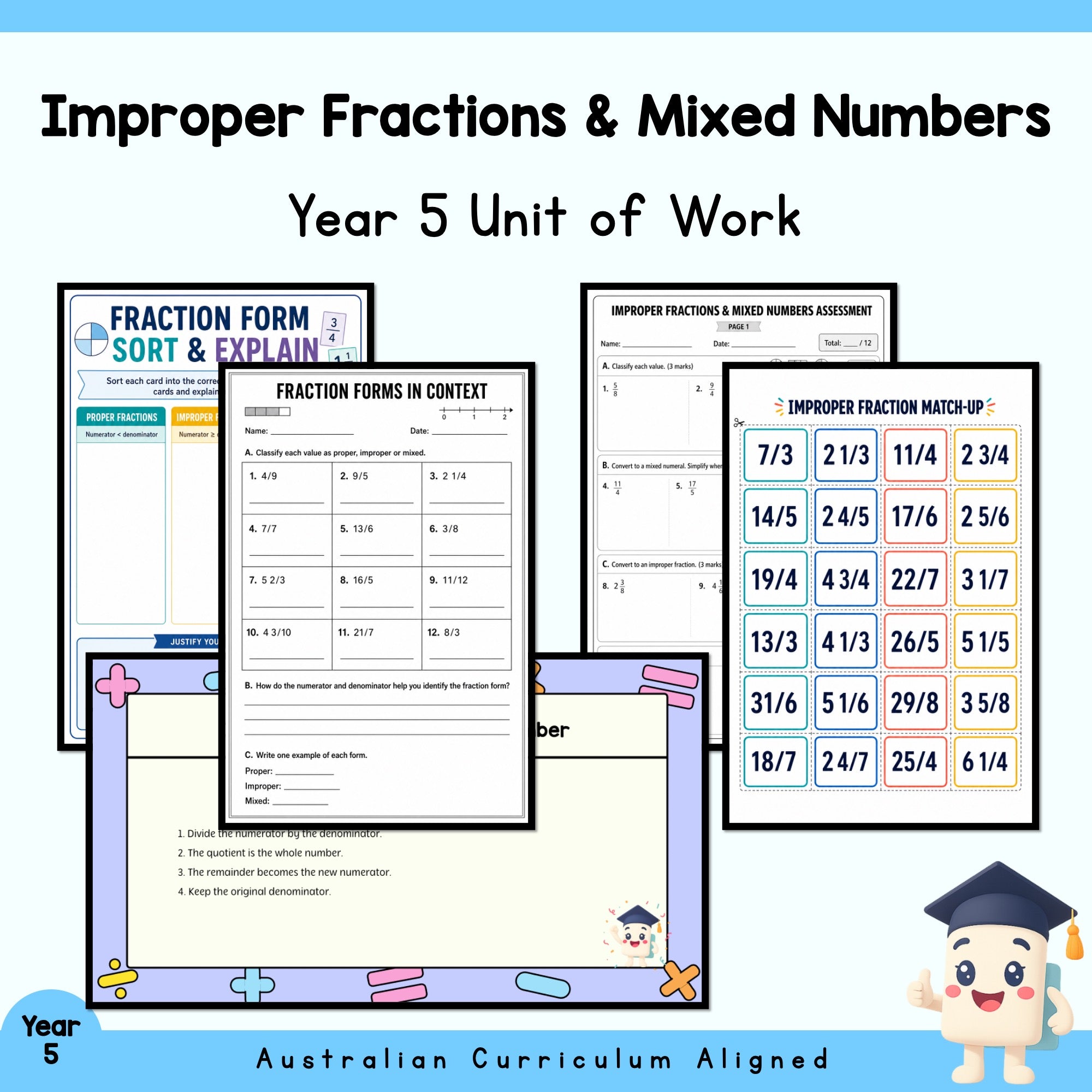 Improper Fractions & Mixed Numbers – Year 5