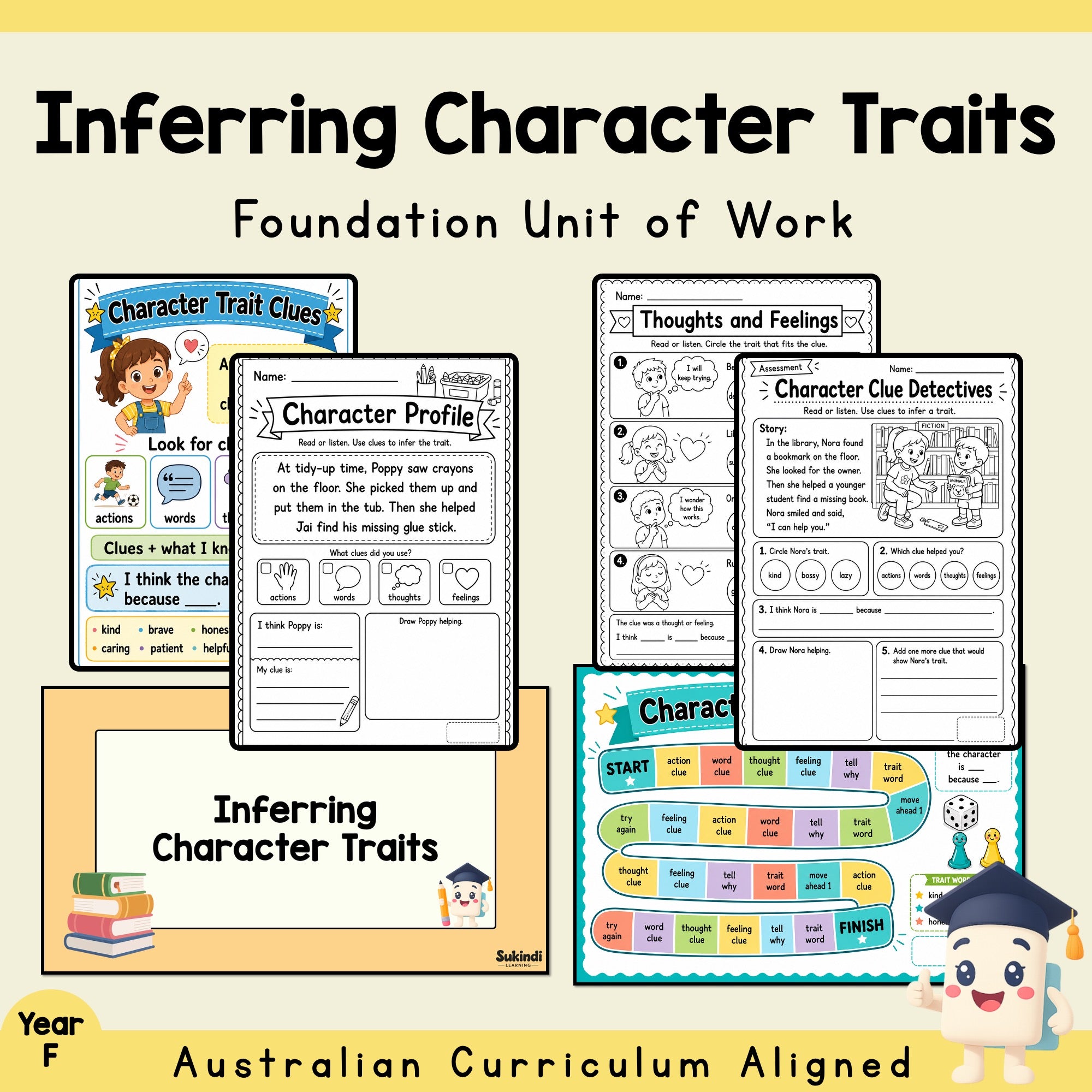 Foundation Inferring Character Traits Unit | Worksheets, Games & Assessment