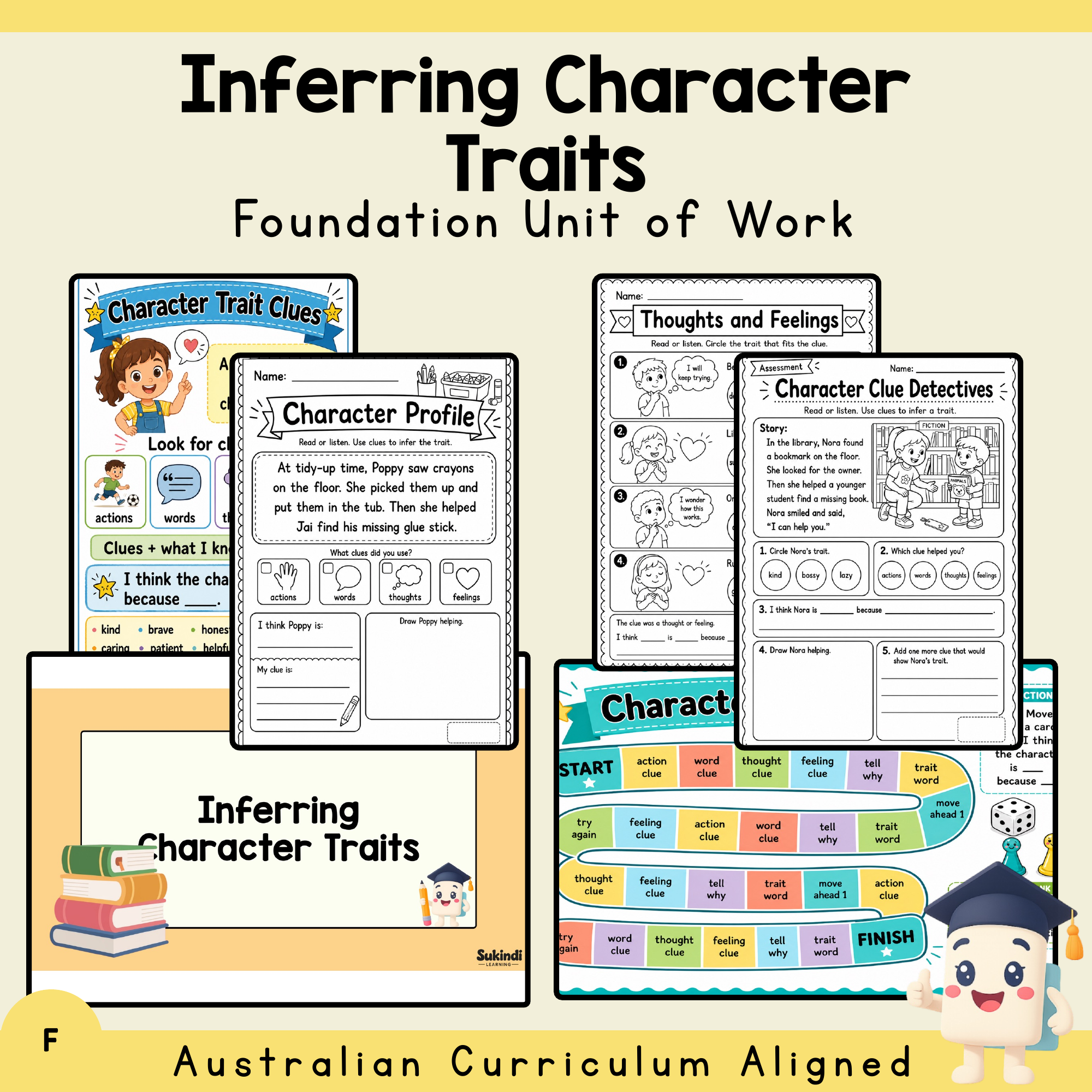 Foundation Inferring Character Traits Unit | Worksheets, Games & Assessment