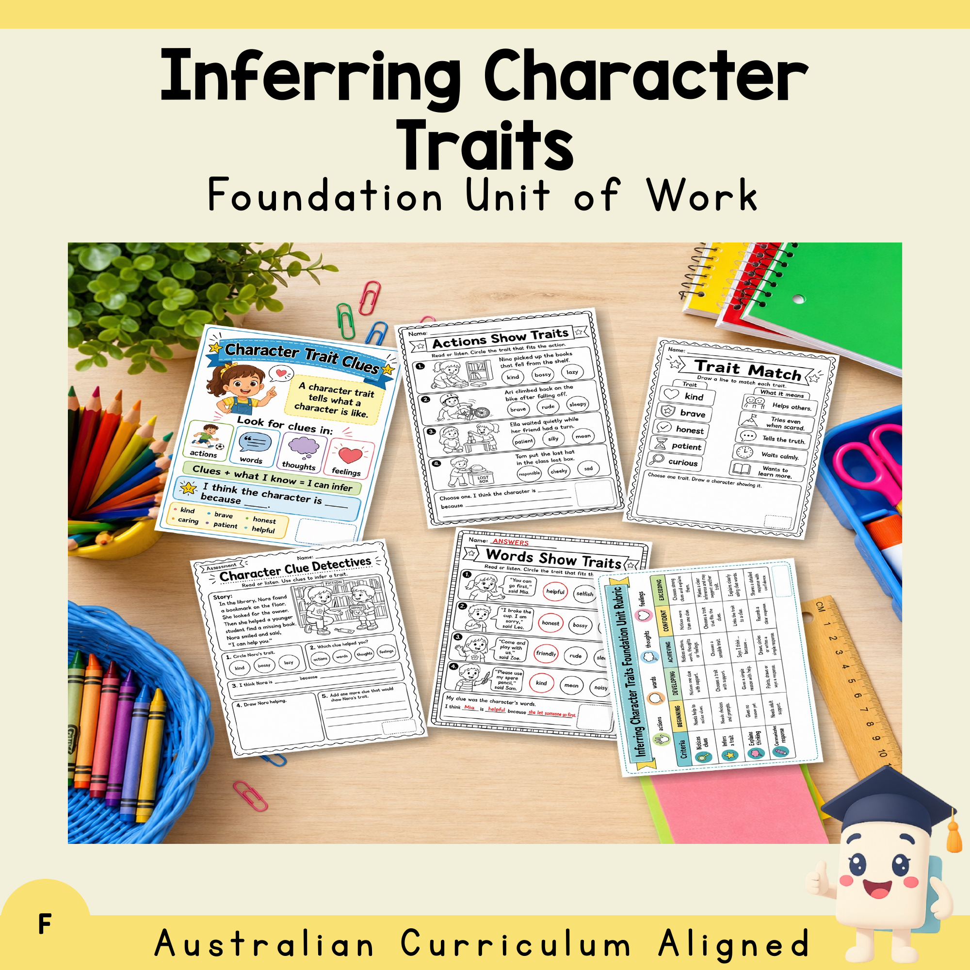 Foundation Inferring Character Traits Unit | Worksheets, Games & Assessment
