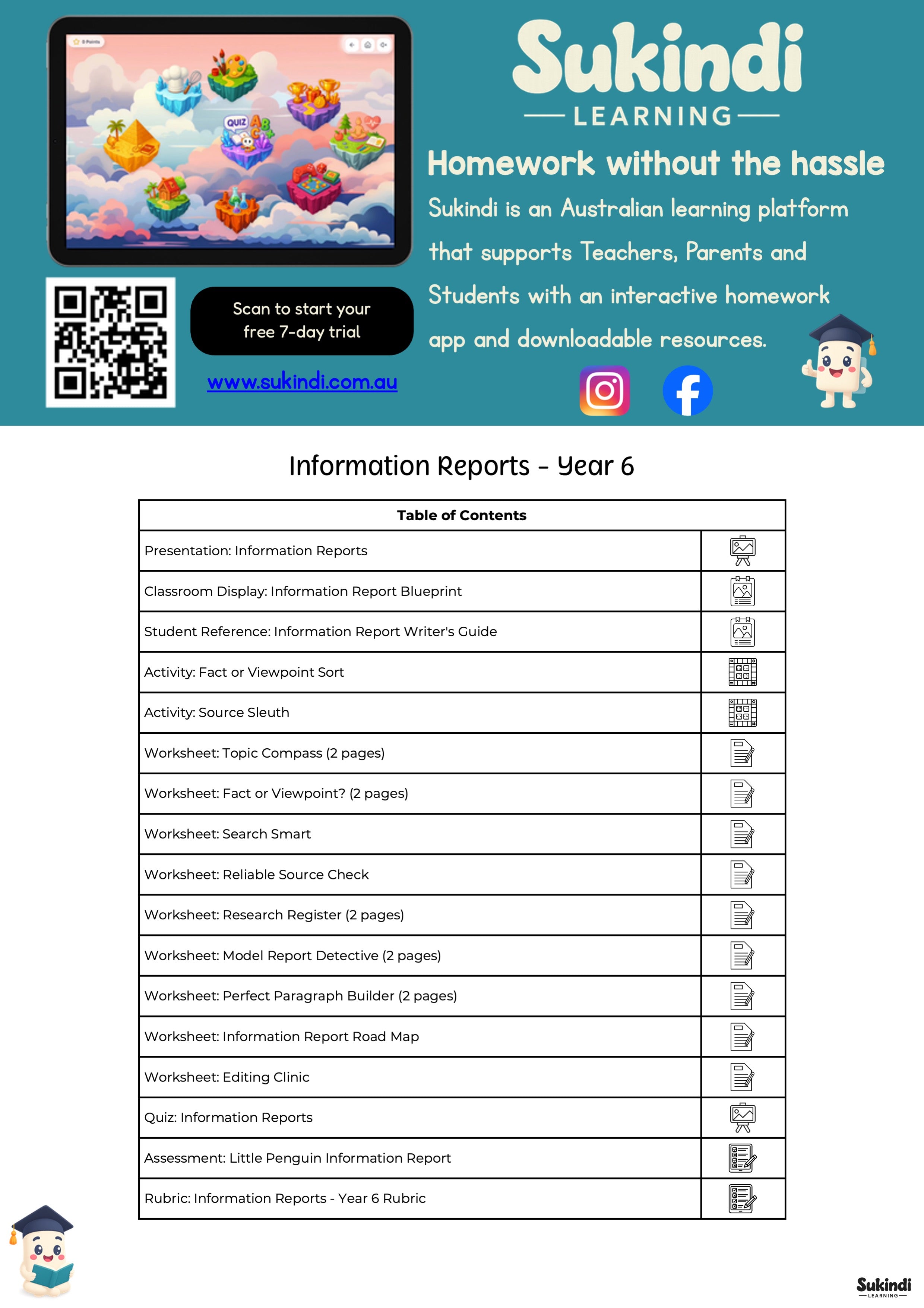 Information Reports - Year 6