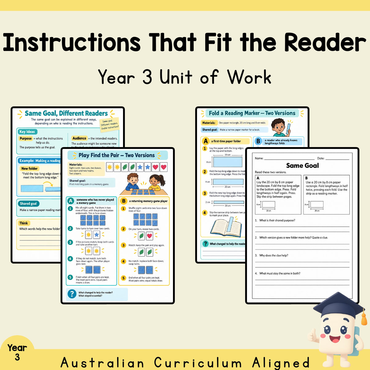 Instructions That Fit the Reader - Year 3 — cover