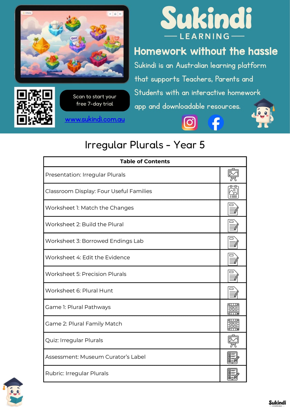 Irregular Plurals — Year 5 Unit