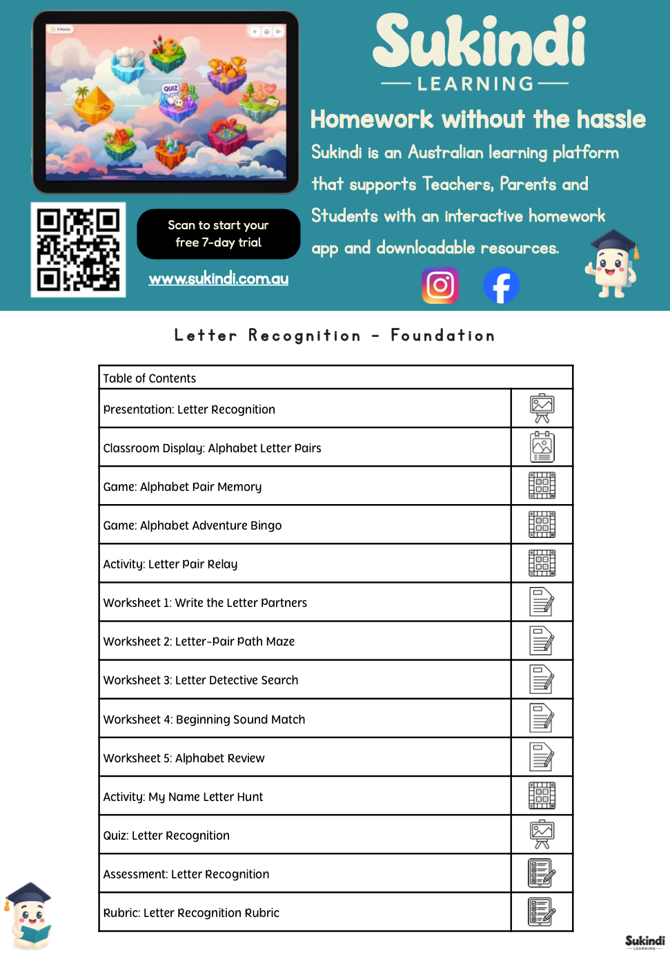 Letter Recognition Foundation Unit