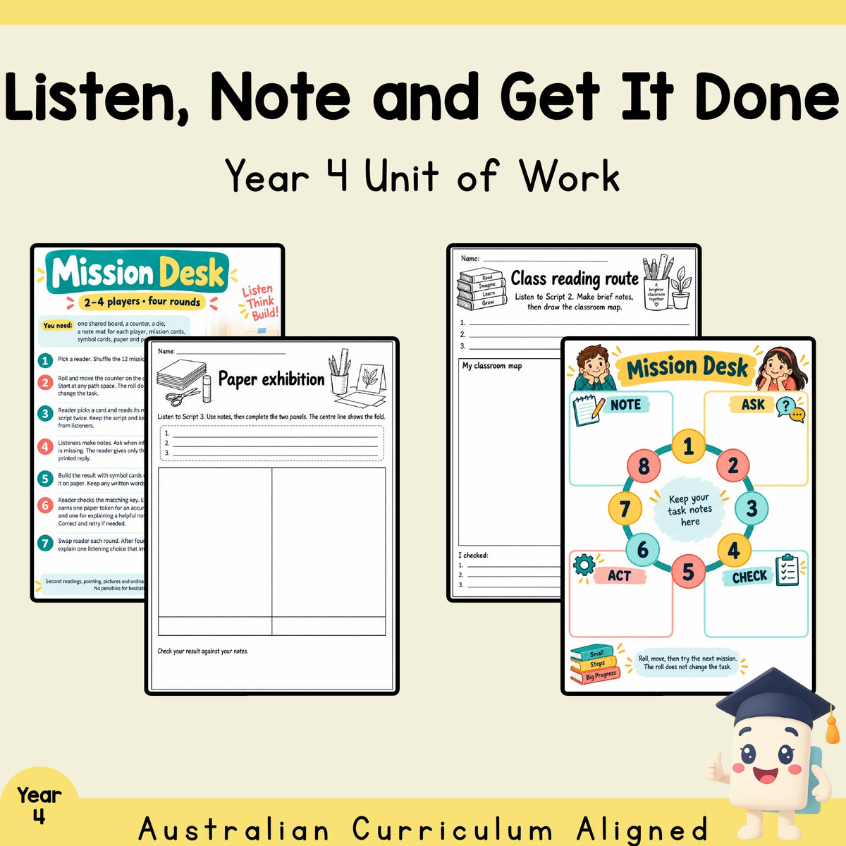 Listen, Note and Get It Done - Year 4 — cover