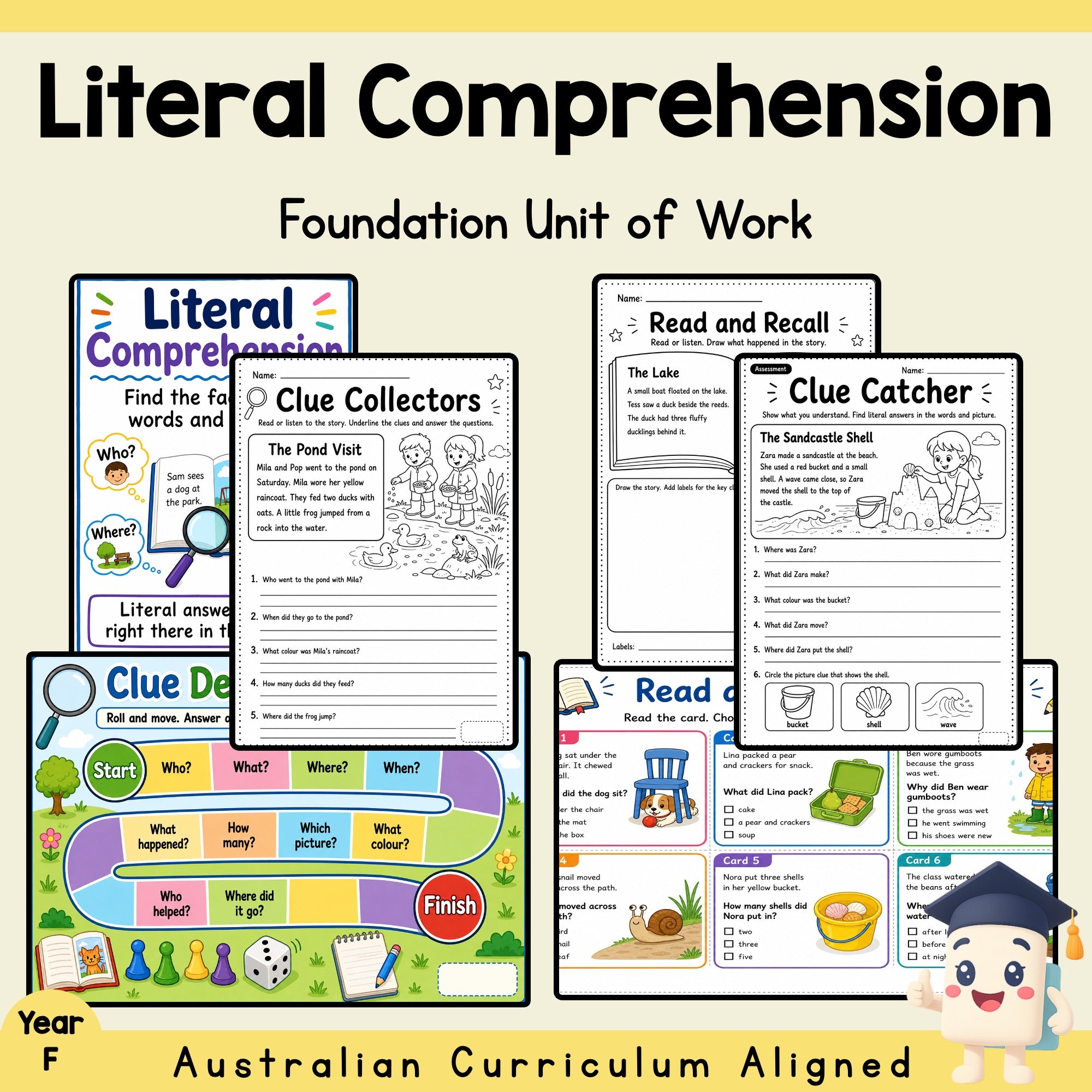 Foundation Literal Comprehension Unit | Worksheets, Games & Assessment