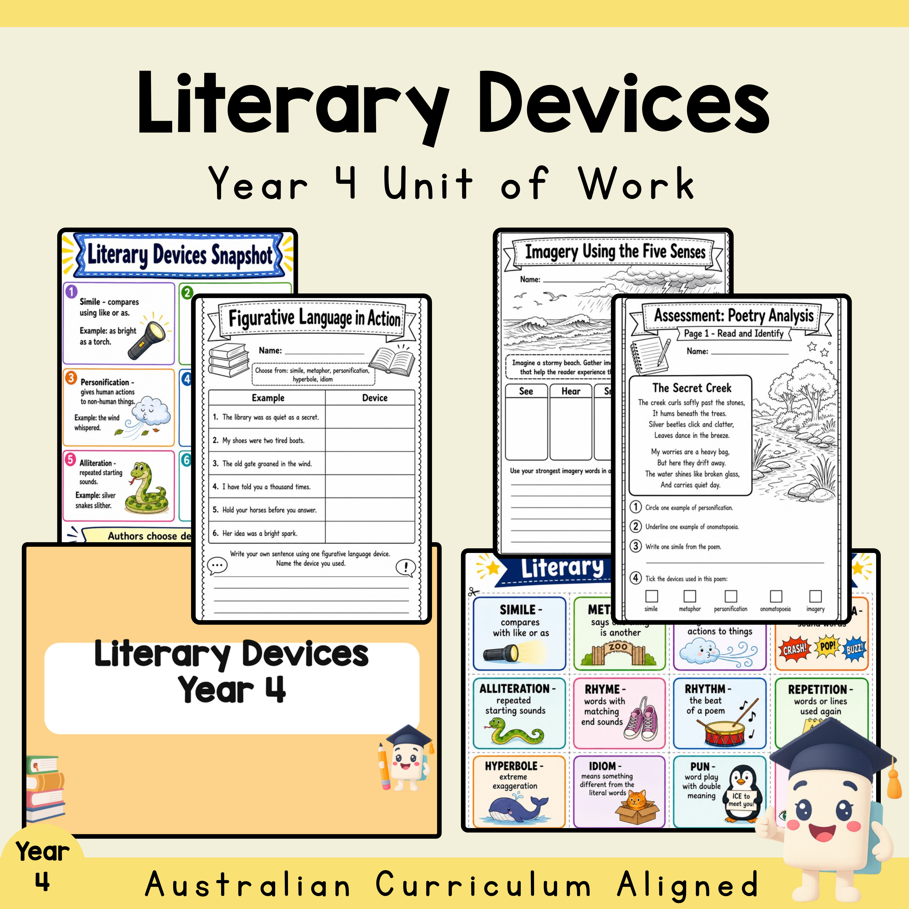 Year 4 Literary Devices Unit | Worksheets, Games & Assessment