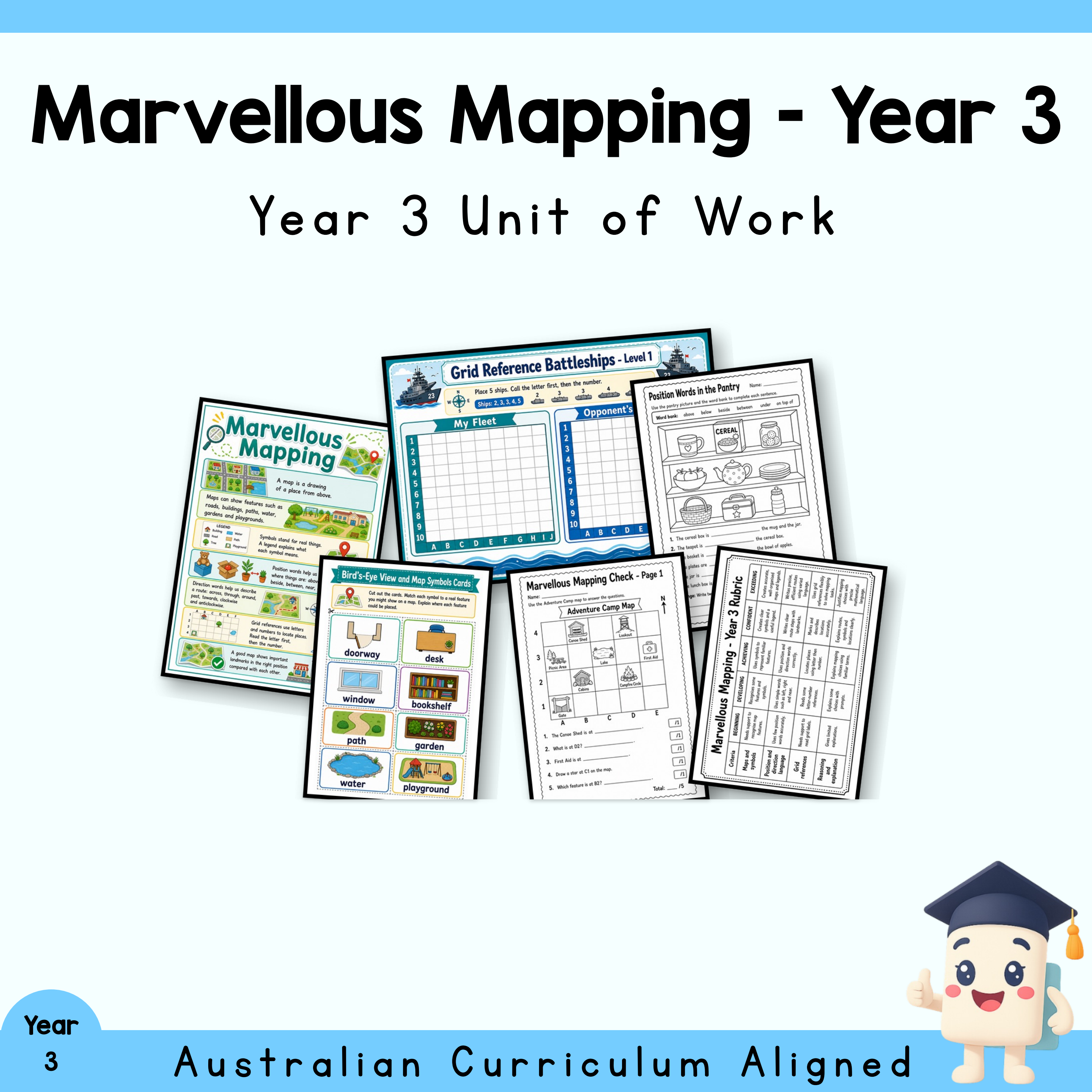 Year 3 Mapping Unit | Grid References, Position, Directions, Worksheets, Games & Quiz