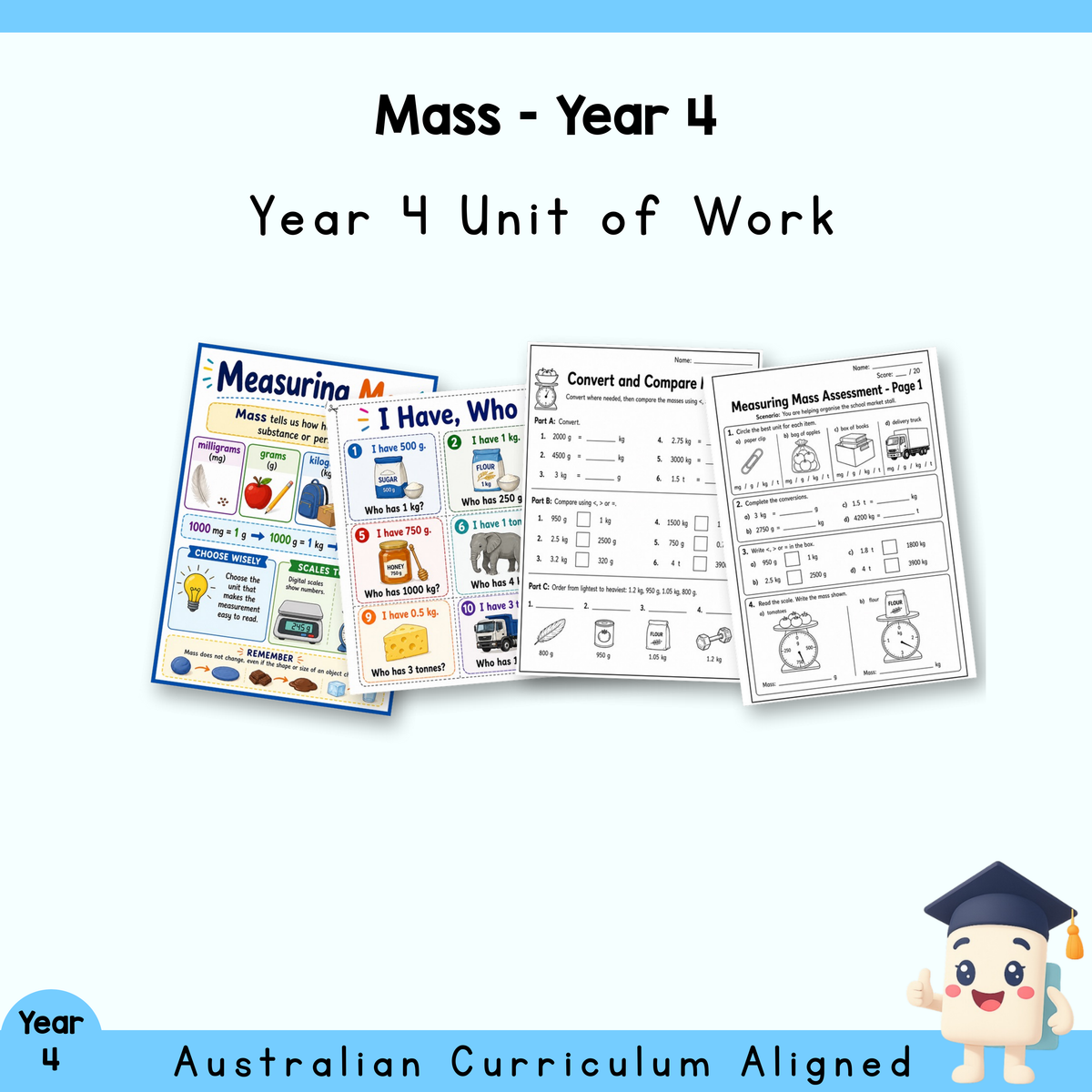 Mass - Year 4 Maths Unit | Measurement Worksheets, Games & Assessment
