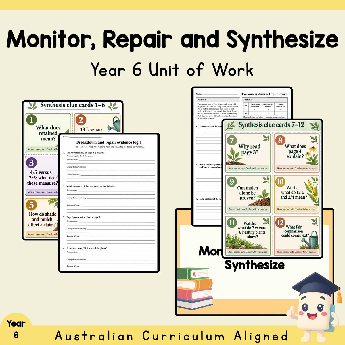 Monitor, Repair and Synthesize – Year 6 English Unit — cover