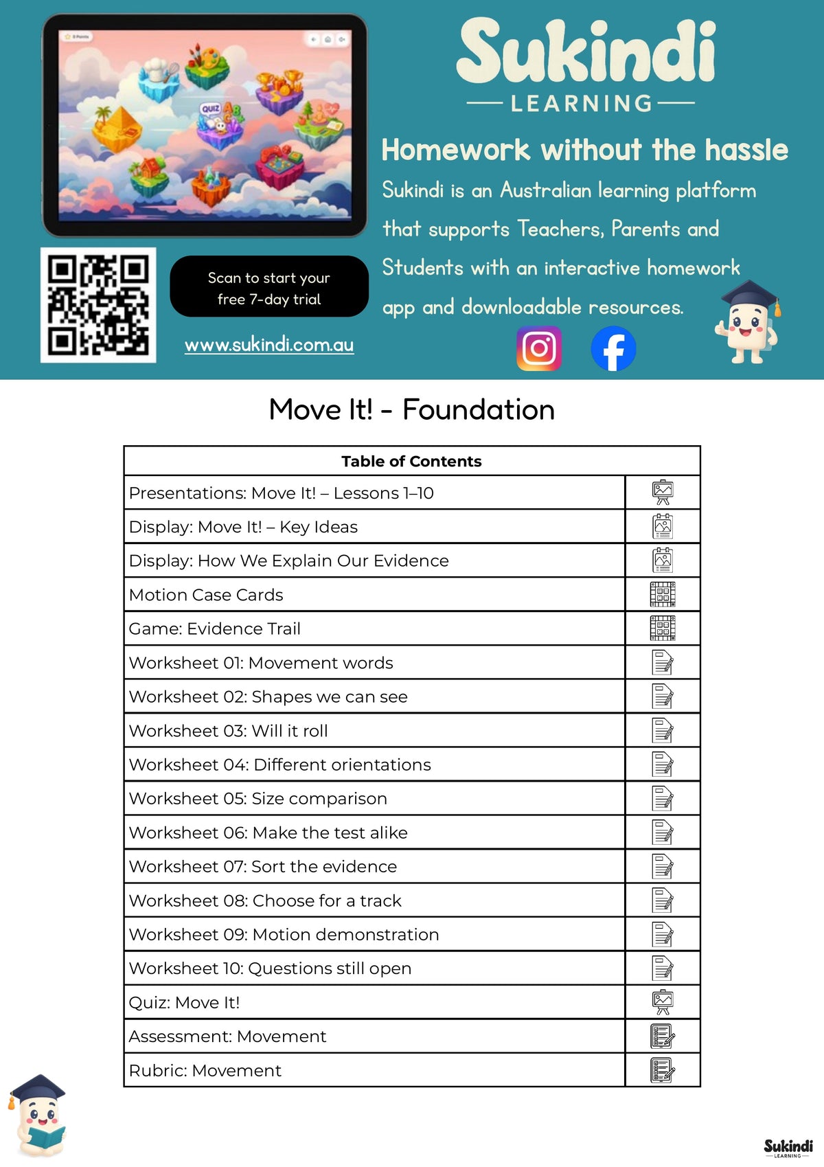Move It! - Foundation Science Movement Unit — table of contents