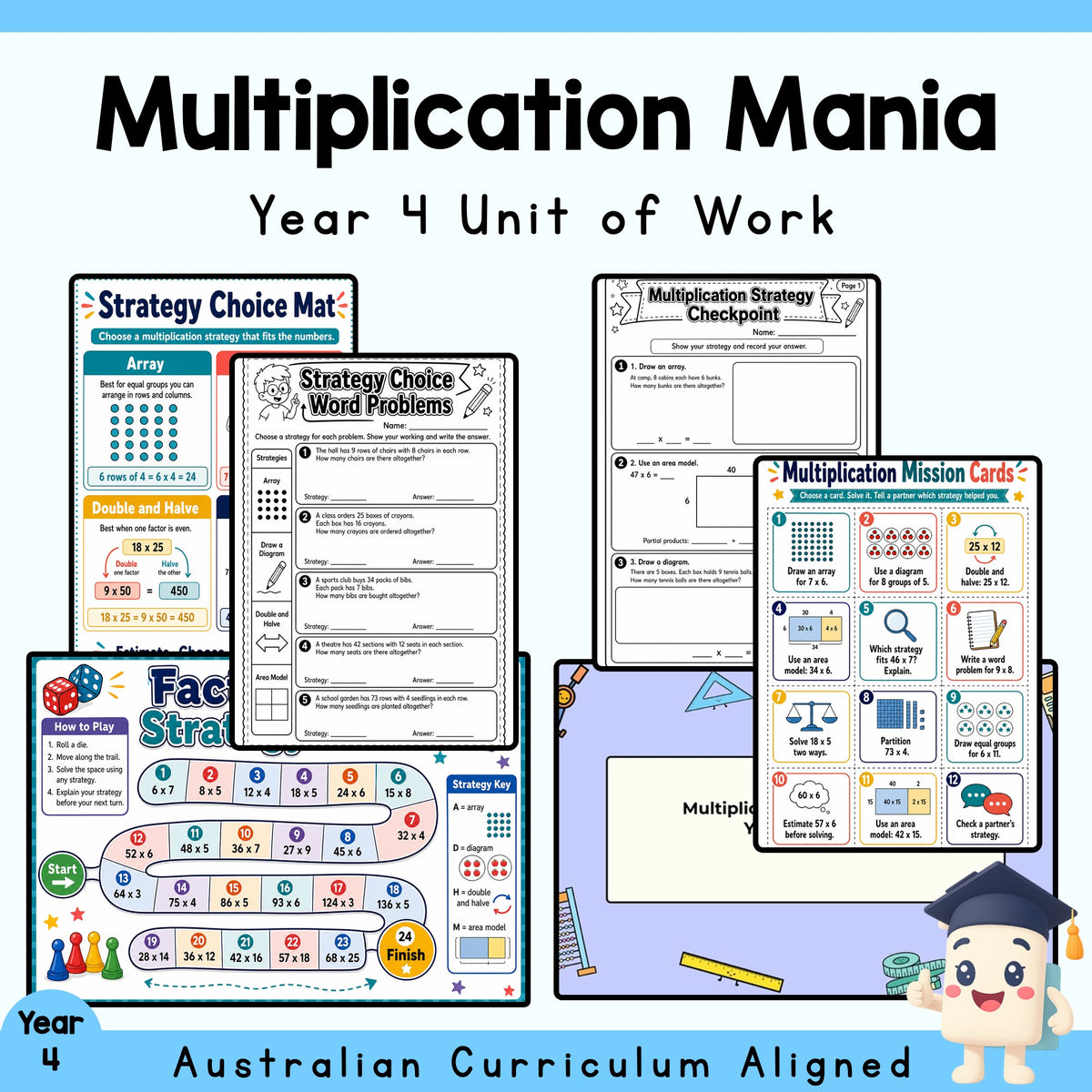Multiplication Mania Year 4 Maths Unit | Multiplication Strategies, Arrays, Area Models