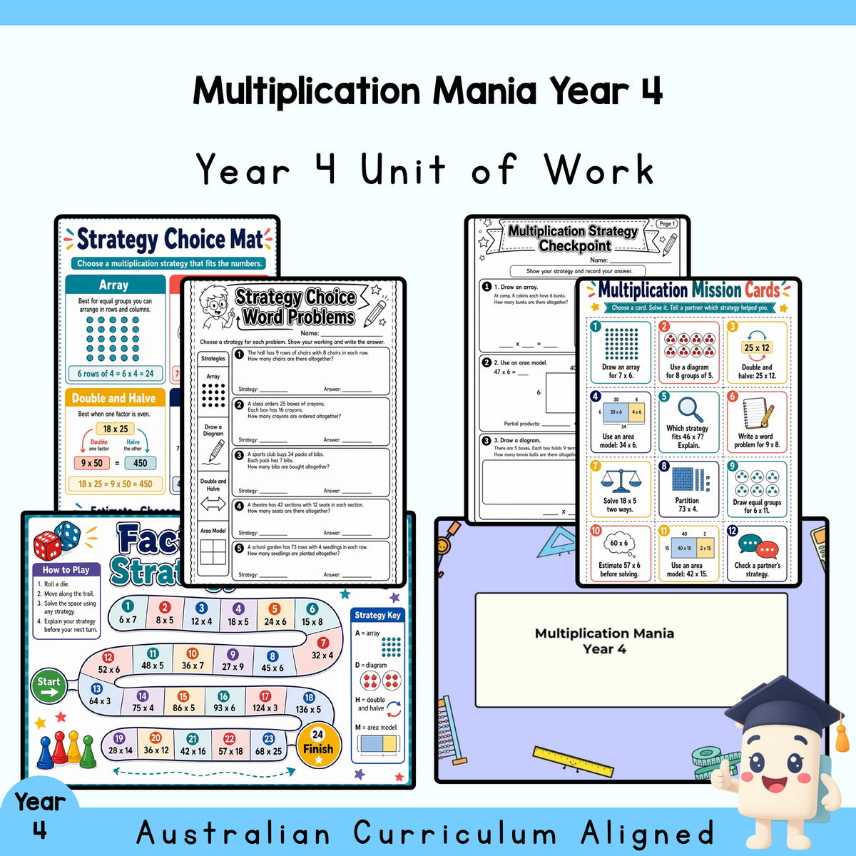 Multiplication Mania Year 4 Maths Unit | Multiplication Strategies, Arrays, Area Models