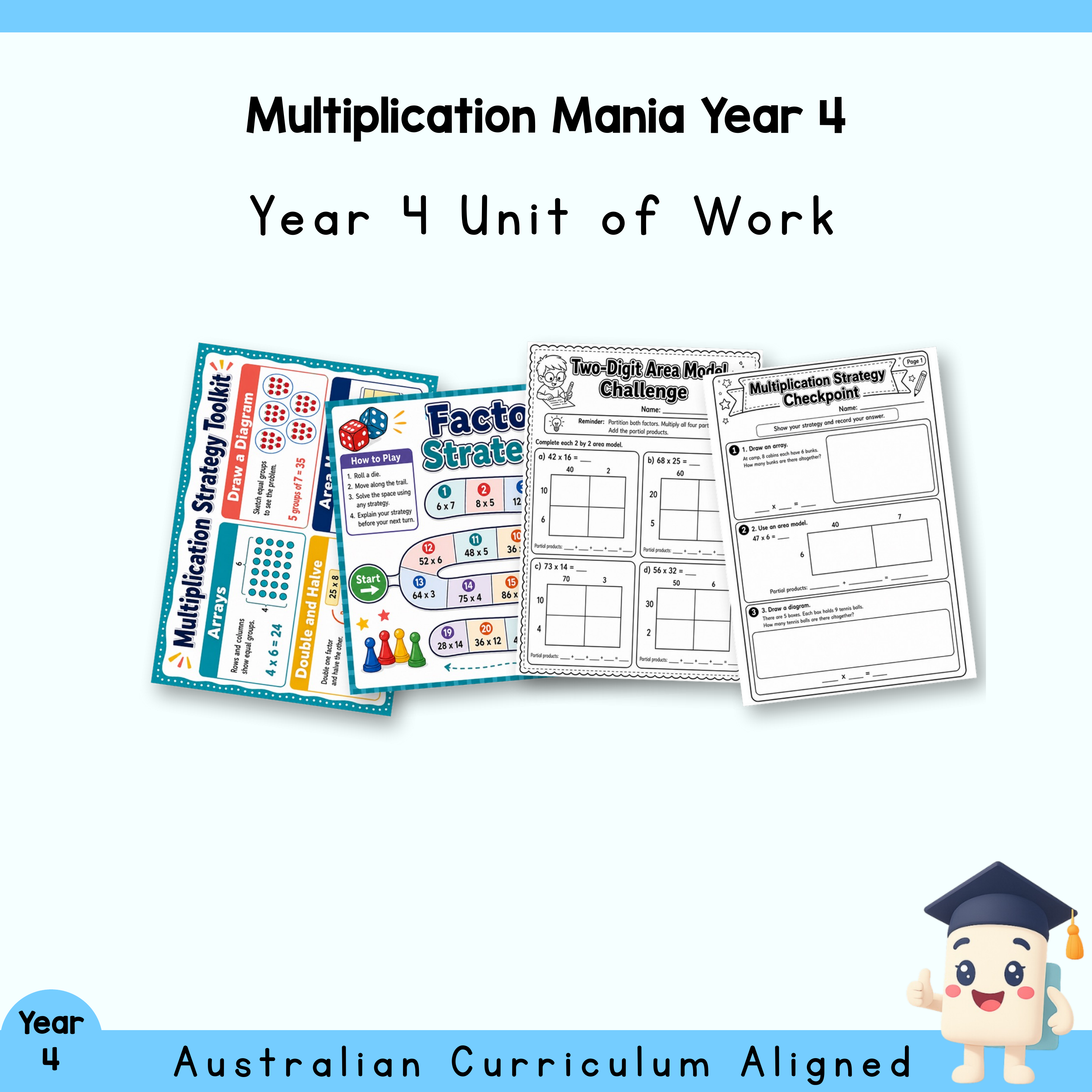 Multiplication Mania Year 4 Maths Unit | Multiplication Strategies, Arrays, Area Models