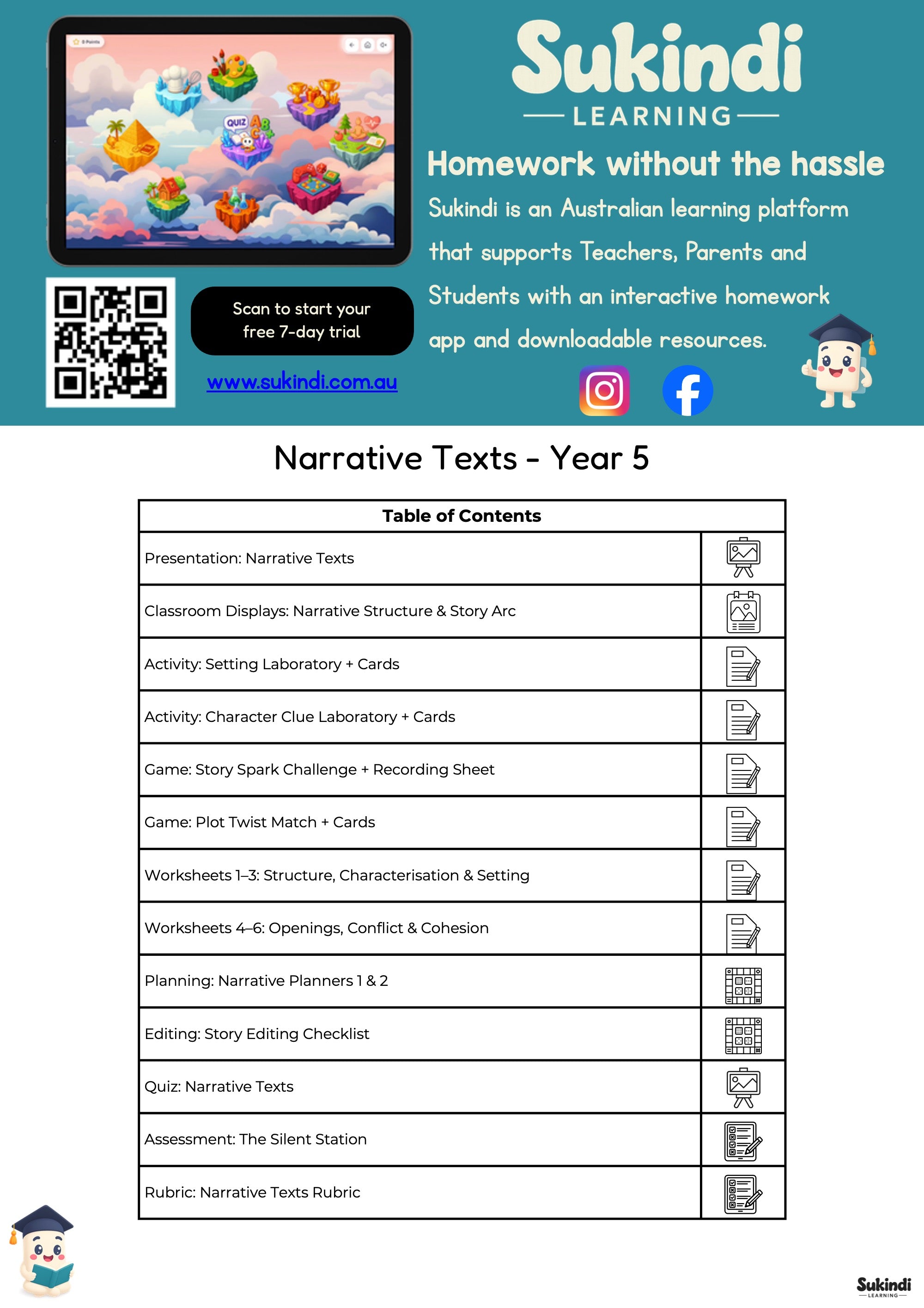 Year 5 Narrative Texts Unit