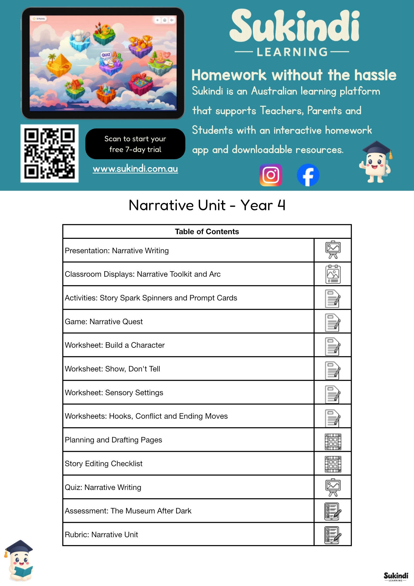 Narrative Writing Unit - Year 4
