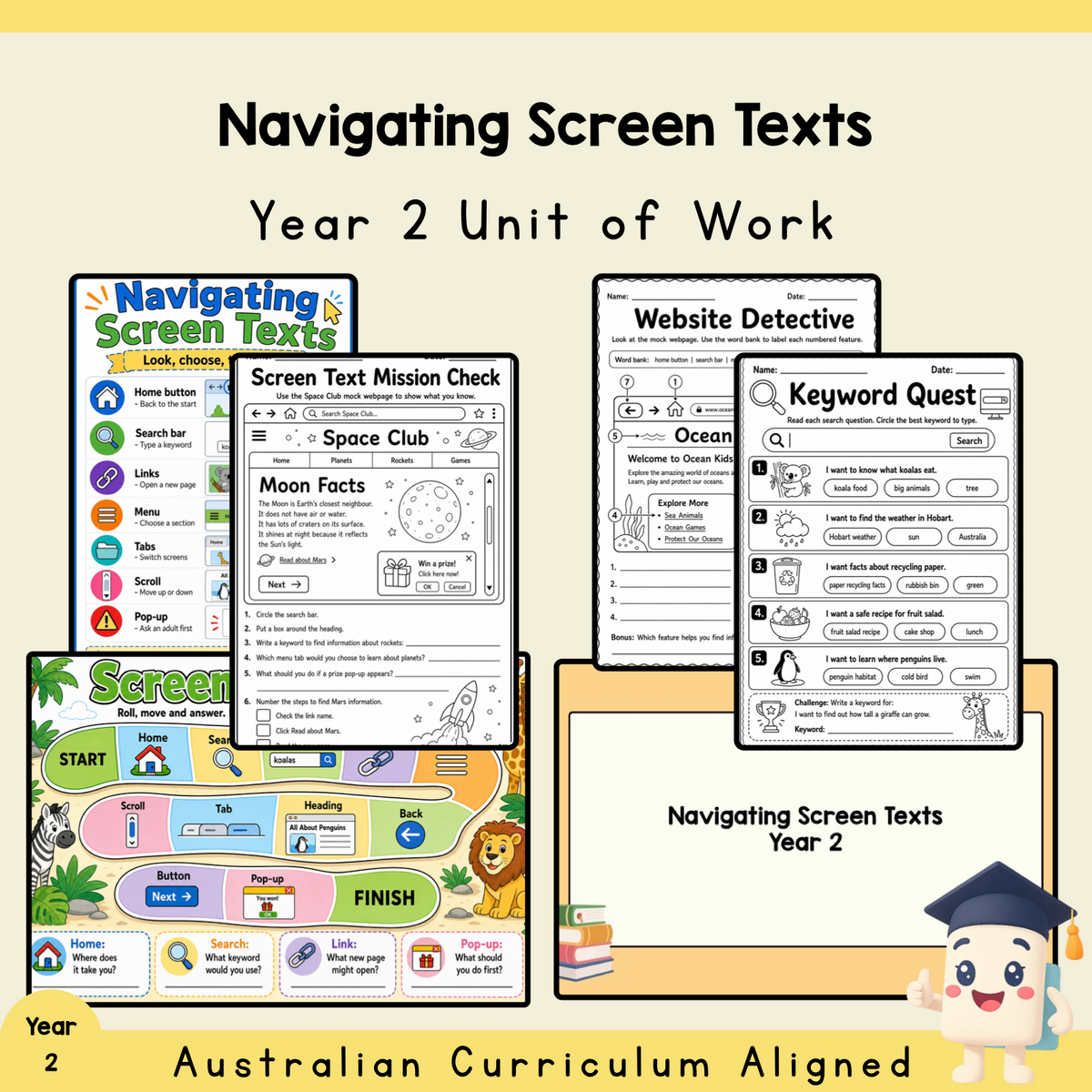 Year 2 Navigating Screen Texts Unit | Worksheets, Games & Assessment