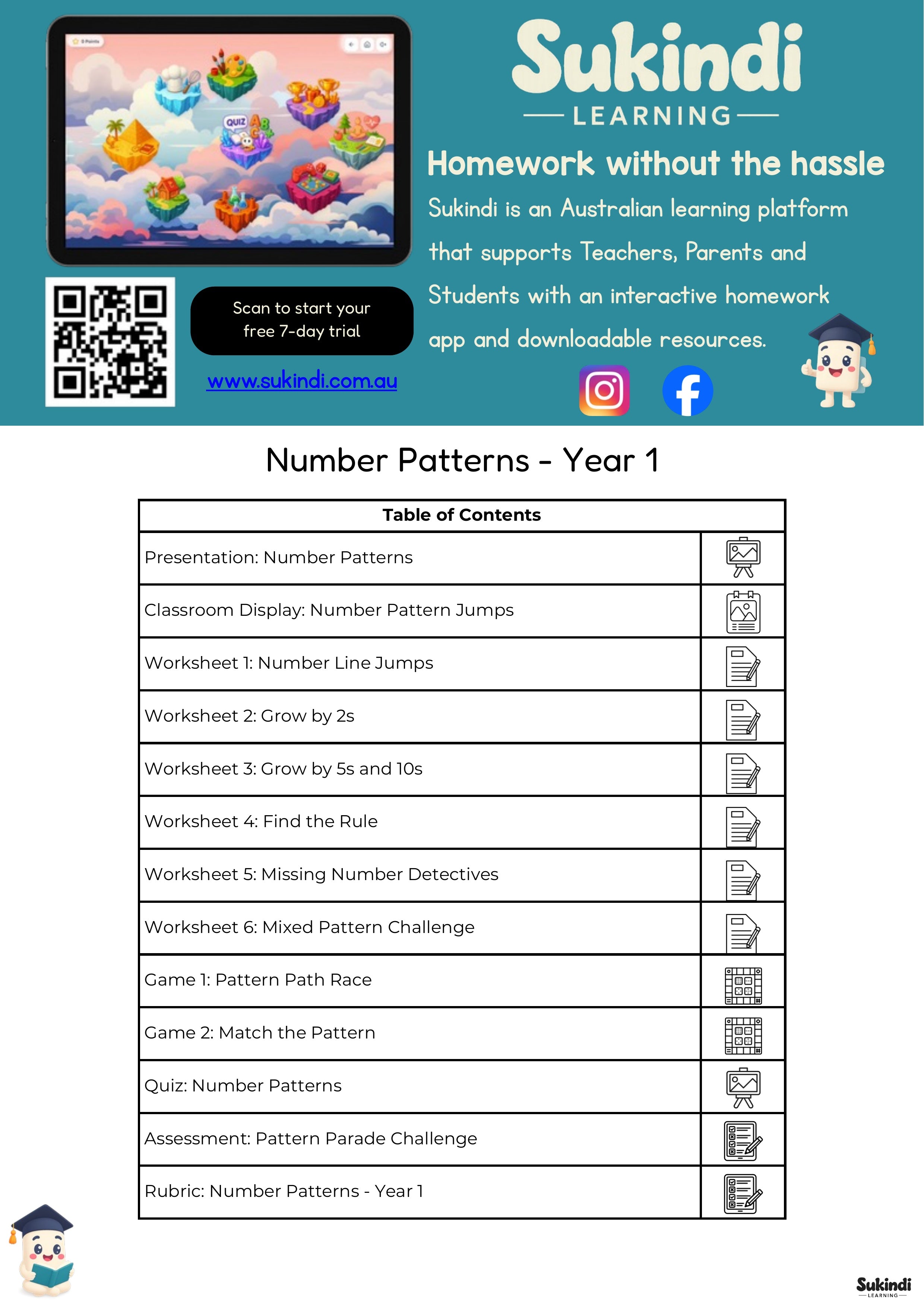 Year 1 Number Patterns Unit