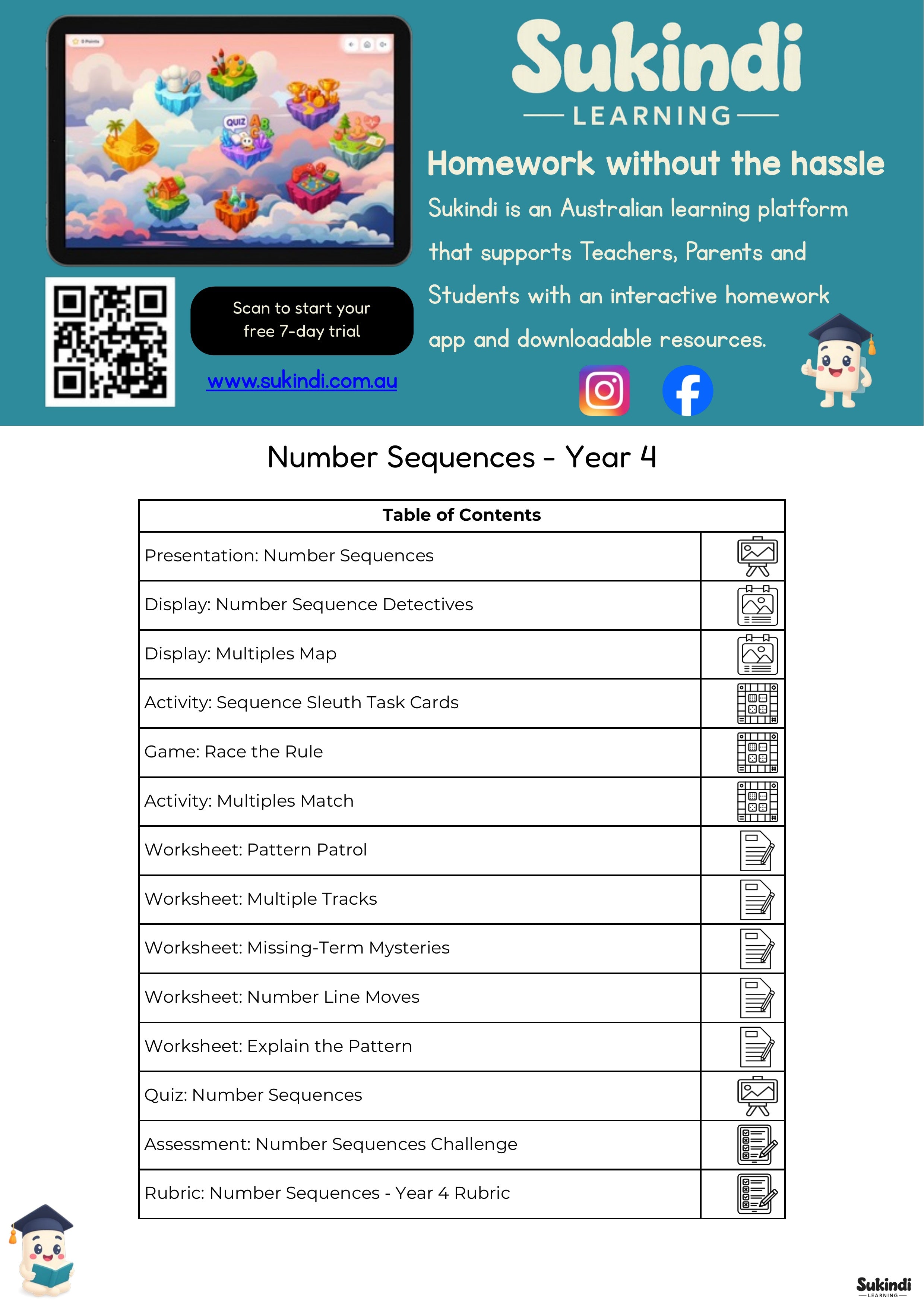 Number Sequences – Year 4