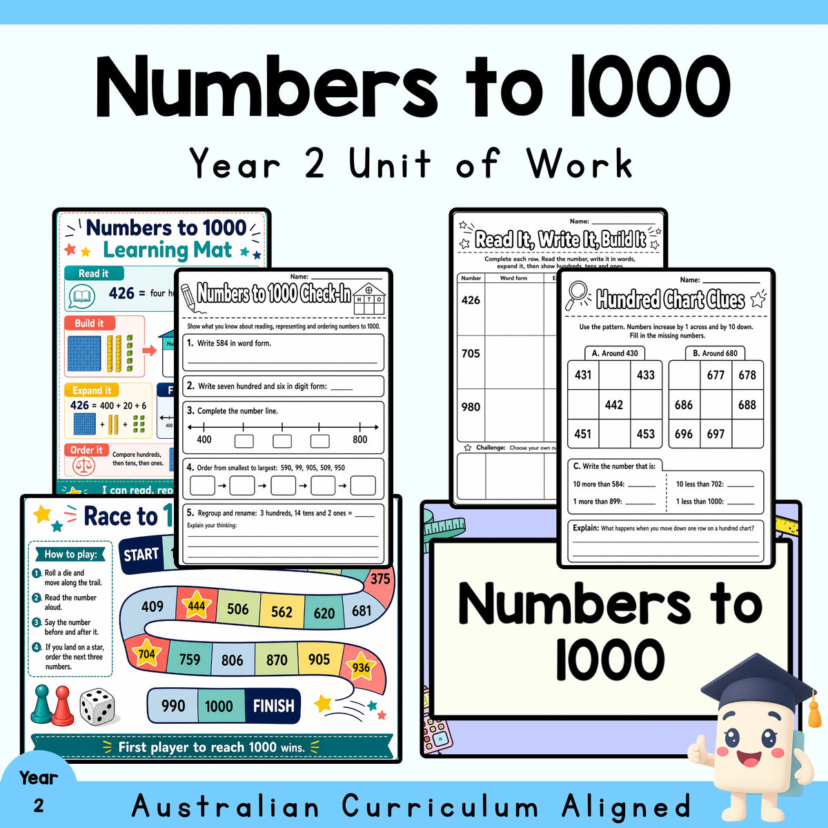 Year 2 Numbers to 1000 Unit | Worksheets, Games & Assessment