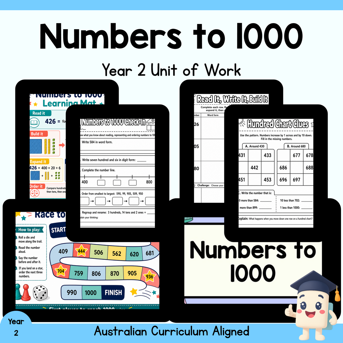 Year 2 Numbers to 1000 Unit | Worksheets, Games & Assessment